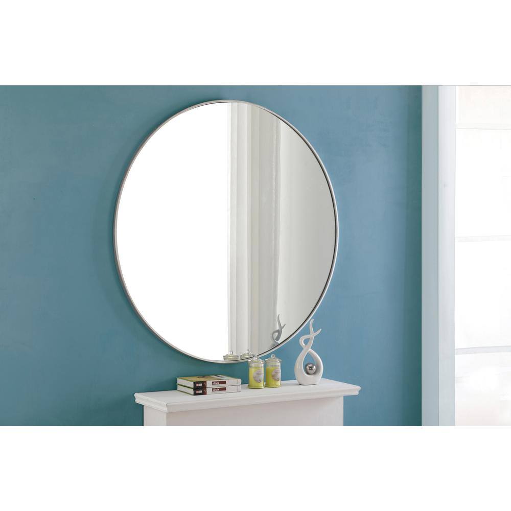 Alt View 2. Elegant Decor - Metal frame Round Mirror 48 inch Silver finish - Silver.