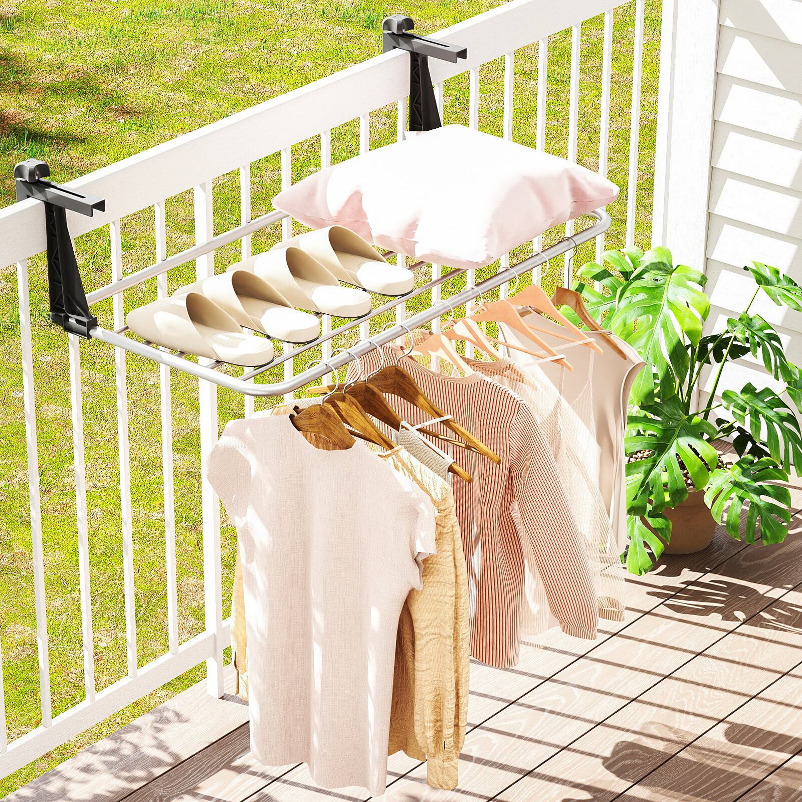 Alt View 3. Gymax - Gymax Portable Clothes Drying Rack w/Adjustable & Foldable Brackets Radiator Airer - Silver.