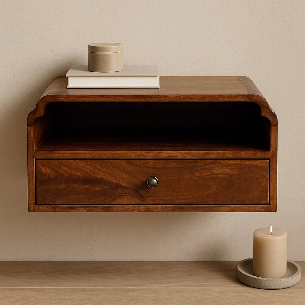 Alt View 2. Artisan Furniture - Artisan Furniture Solid Wood Avora Wall-Mounted Chestnut Bedside - Brown.