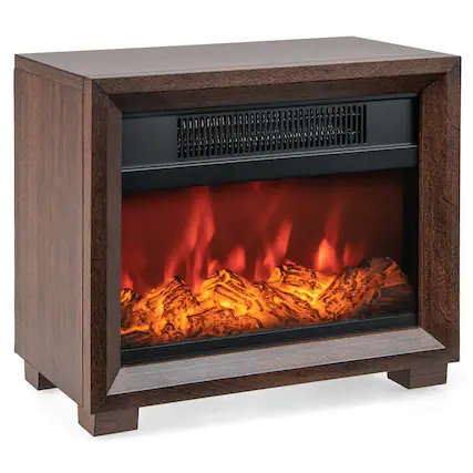 Front. Costway - Costway 13" Electric Fireplace Heater with Realistic Flame Effect Overheat Protection - Brown.