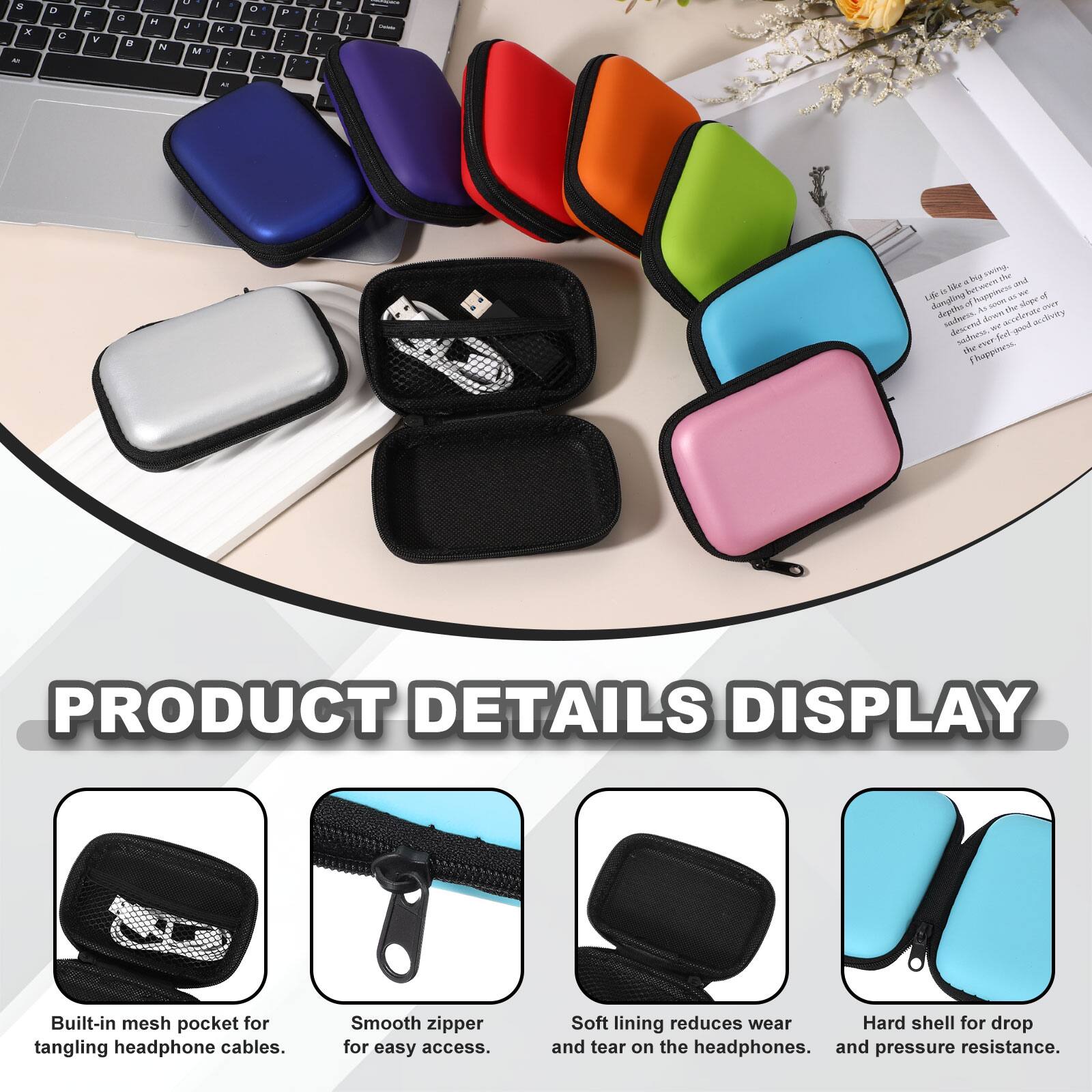 e x - D C - V a . " N 2 . M 1 a L . ee - . . . . A .  . - - by caong The Nhe - m Lk L Petwecn hopyirs B of Aangling -  An S the dp IVEN deptlens c doen acceborate uvtry - desceni s - fee aoed Viae TN7 happoness

PRODUCT DETAILS DISPLAY

Built-in mesh pocket for tangling headphone cables.
Smooth zipper for easy access.
Soft lining reduces wear and tear on the headphones.
Hard shell for drop and pressure resistance.