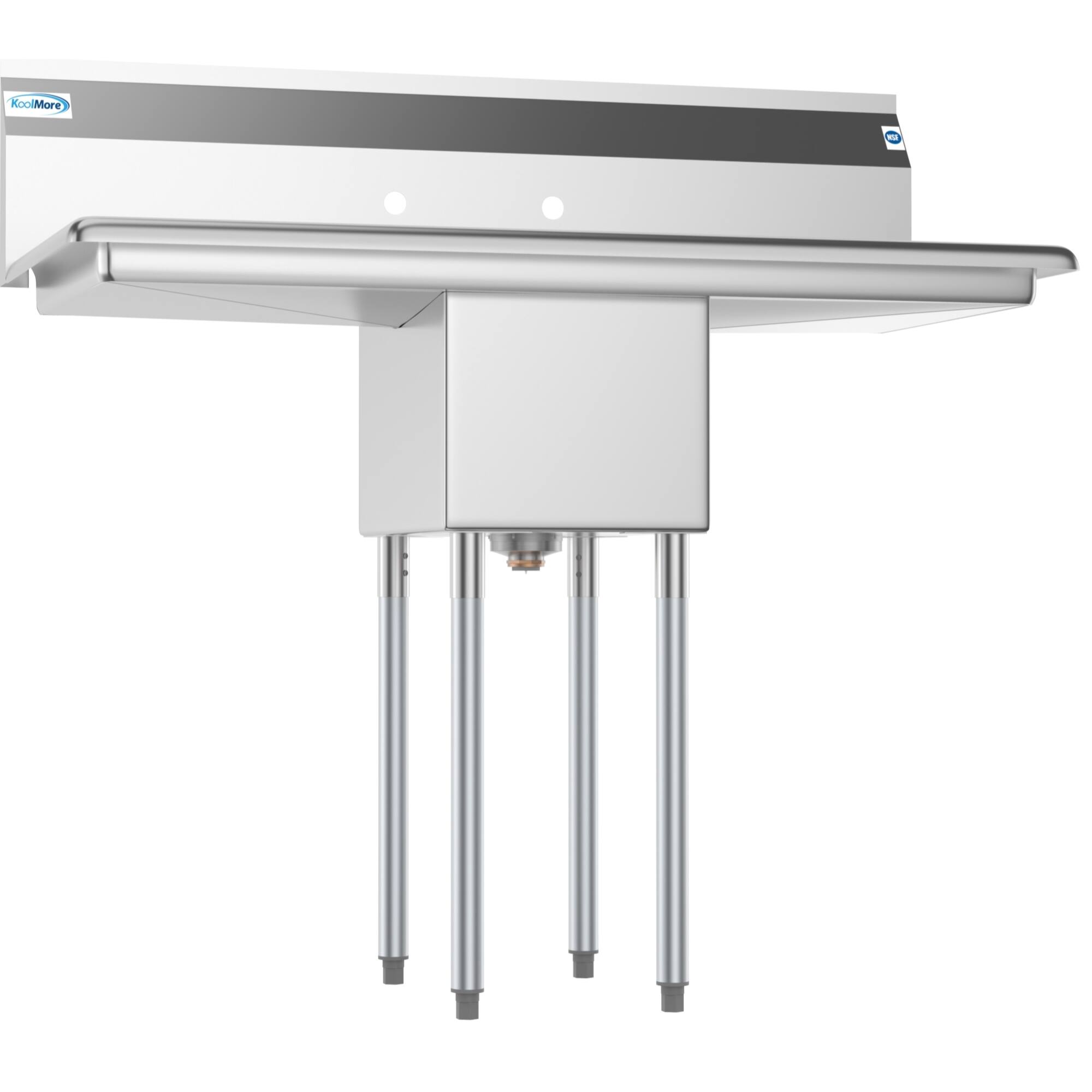 Alt View 4. Koolmore - 44 in. One Compartment Stainless Steel  Sink with 2 Drainboards, Bowl Size 12"x 16"x 10" SA121610-16B3. - Stainless Steel.