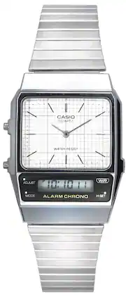 Casio - Vintage Analog Digital Quartz AQ-800E-7A White Dial Unisex Watch - Silver