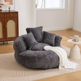 Meqiodas - Bean Bag Chairs, Bean Bag Sofa for Adults, Kids,Oversized Corduroy Bean Bag Chair with 3 Pillows & Armrest - Gray