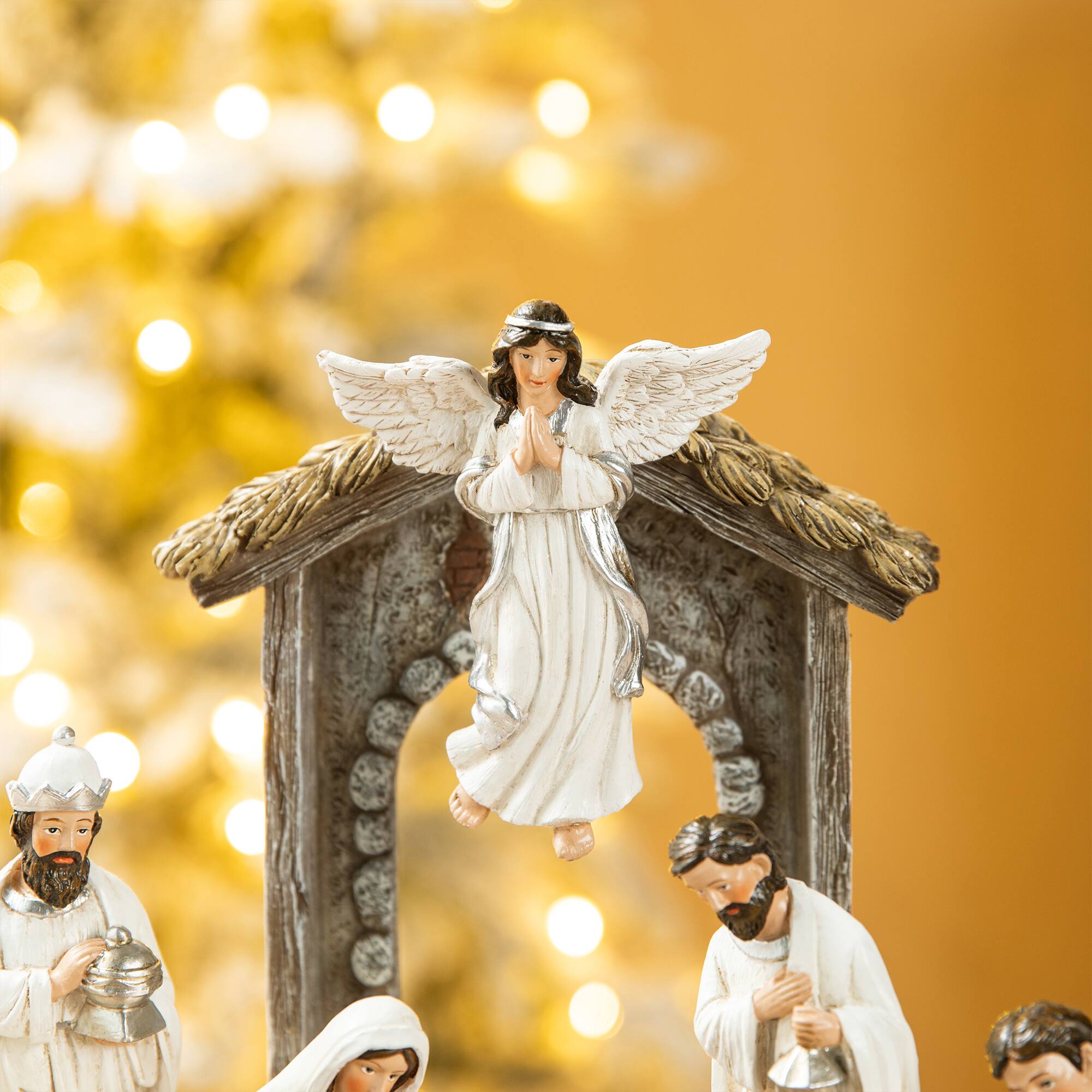 Alt View 3. Glitzhome - 11pcs Resin Nativity Figurine Set (KD) - Ivory.