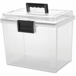 IRIS - Weather Tight Portable File Box Letter 8.50" x 11" Clear Gray For Document Pen/Pencil Business Card 1 Each