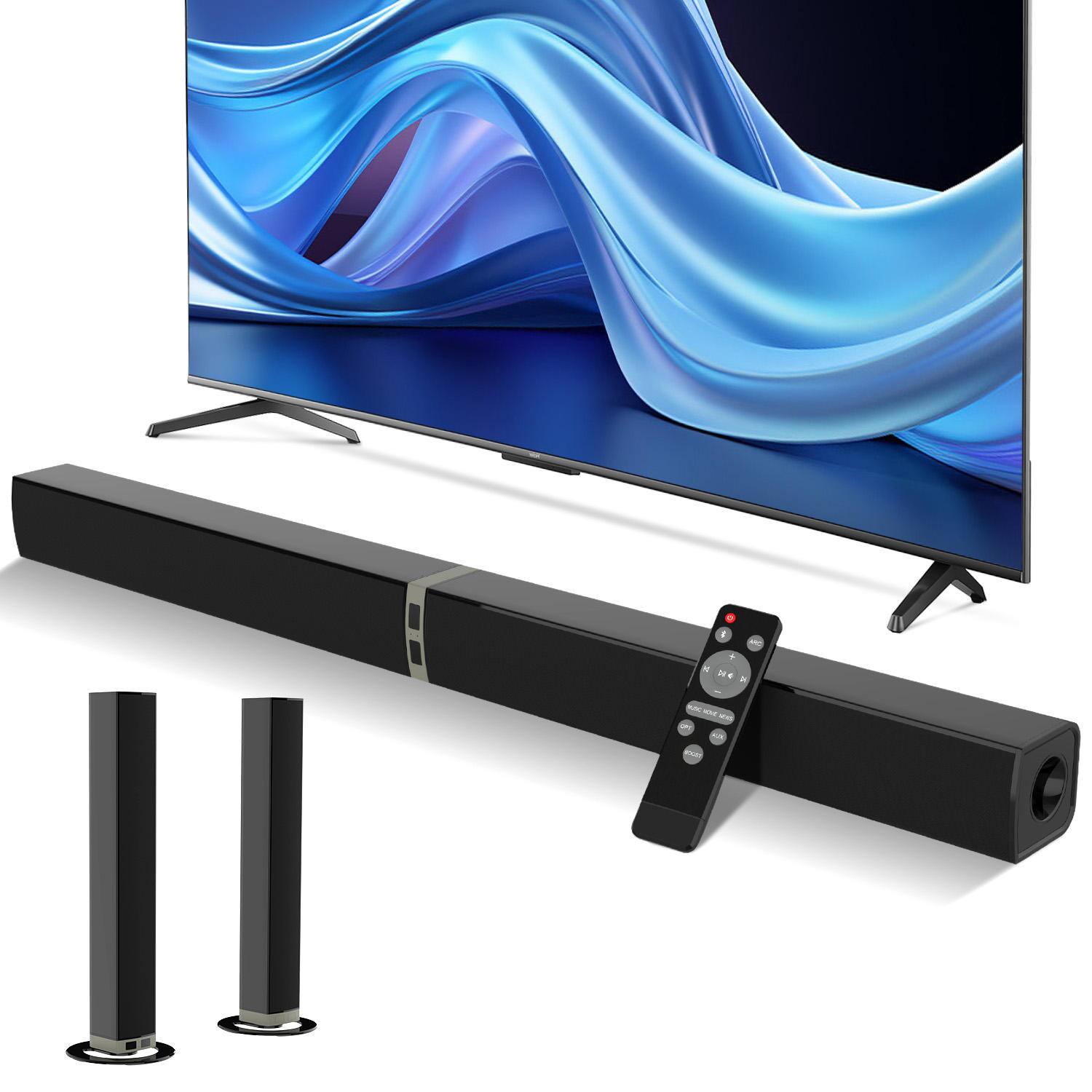 Alt View 1. PRIMEPLUS - 2-in-1 TV Soundbar, Home Theater Speakers, Sound Bars for TV with ARC/OPT/AUX/Remote Control - Black.