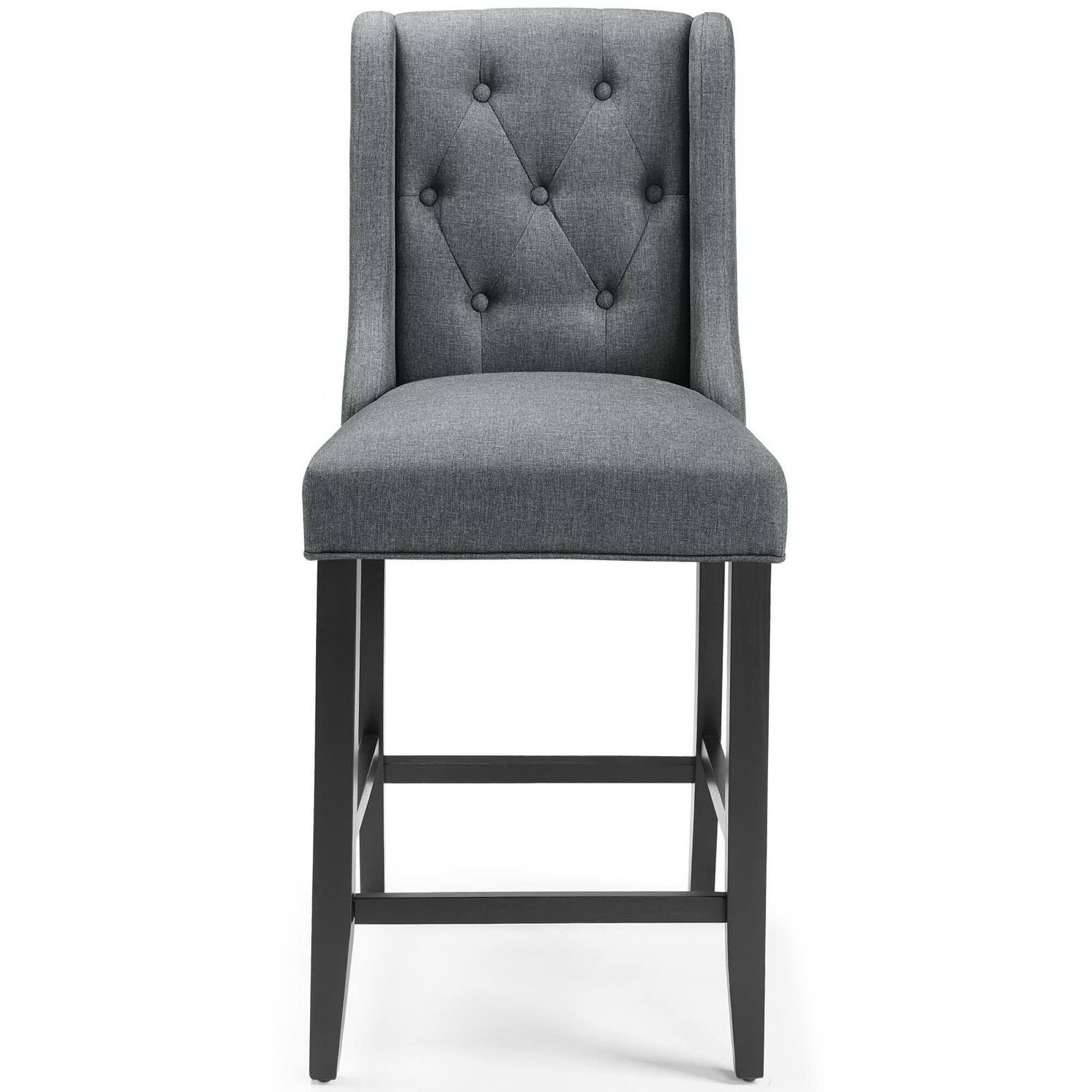 Back. Modway - Baronet Tufted Button Upholstered Fabric Counter Stool by Modway - Gray.