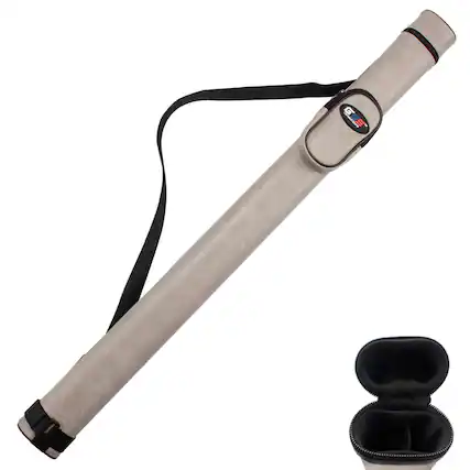 Front. GSE Games & Sports Expert - 1x1 Hard Billiard Pool Cue Stick Carrying Case, Billiard Cue Case, Billiard Accessories - Grey - Grey.