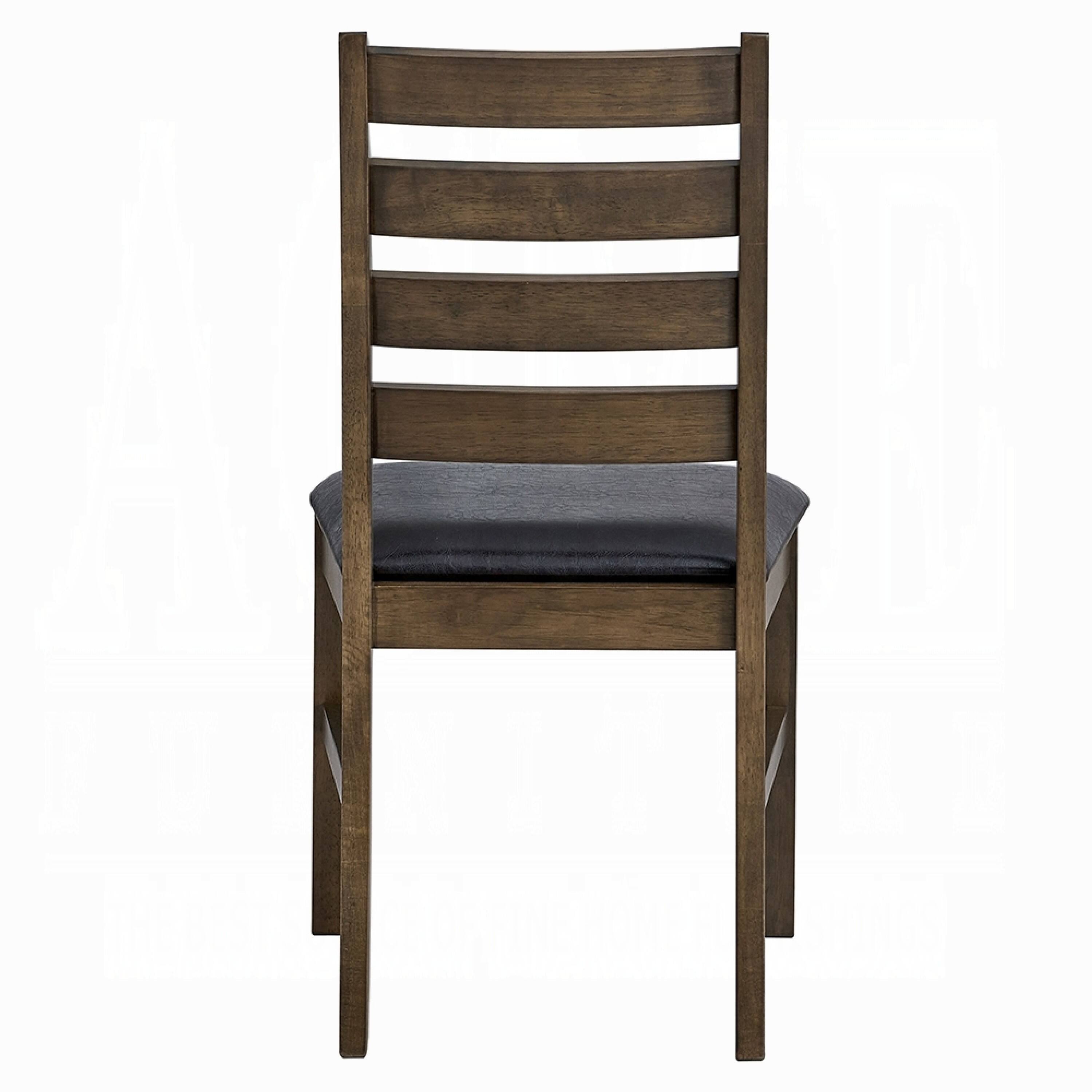 Alt View 2. Manhattan Lane - Dexy Dining Side Chair Set of 2, Ladderback, Walnut Brown Faux Leather - Walnut Brown.