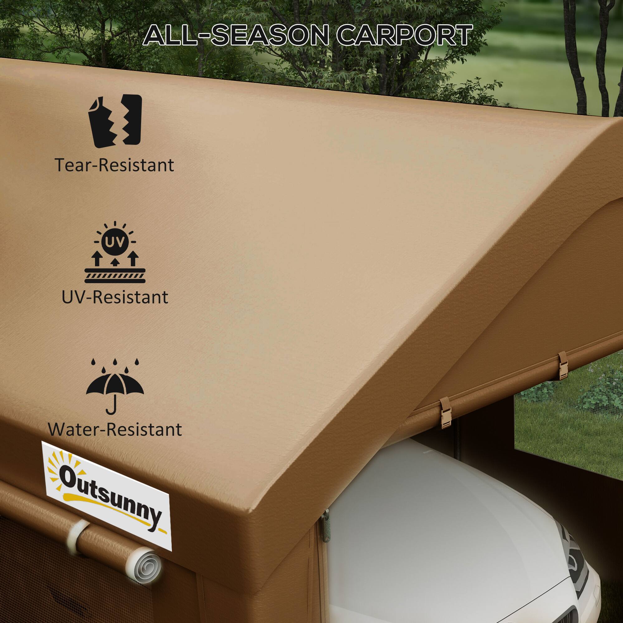 ALL-SEASON CARPORT
Tear-Resistant
UV-Resistant
Water-Resistant
Outsunny
