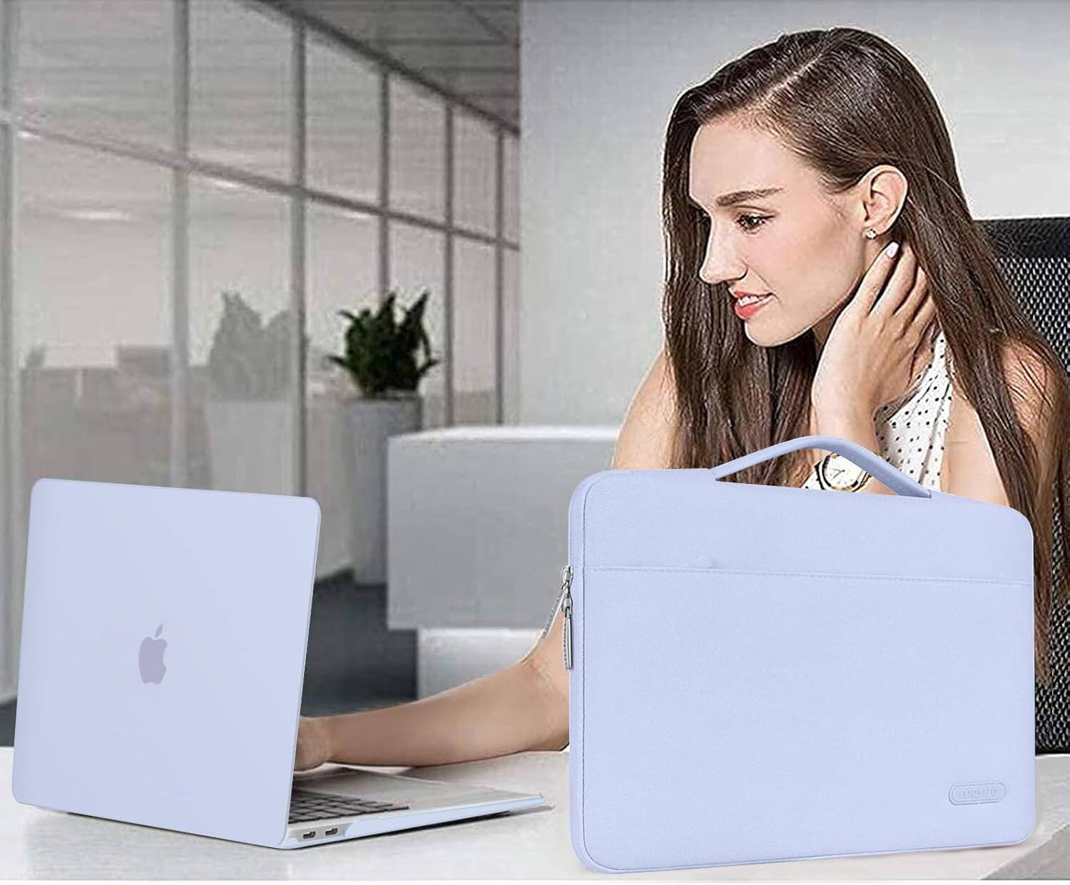 Alt View 3. mosiso - 5-in-1 MacBook Air 13 Case and Sleeve Kit A2337/A2179/A1932 - Pastel Blue.