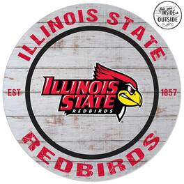Jardine - Illinois State Redbirds 20'' x 20'' Indoor/Outdoor Weathered Circle Sign - White