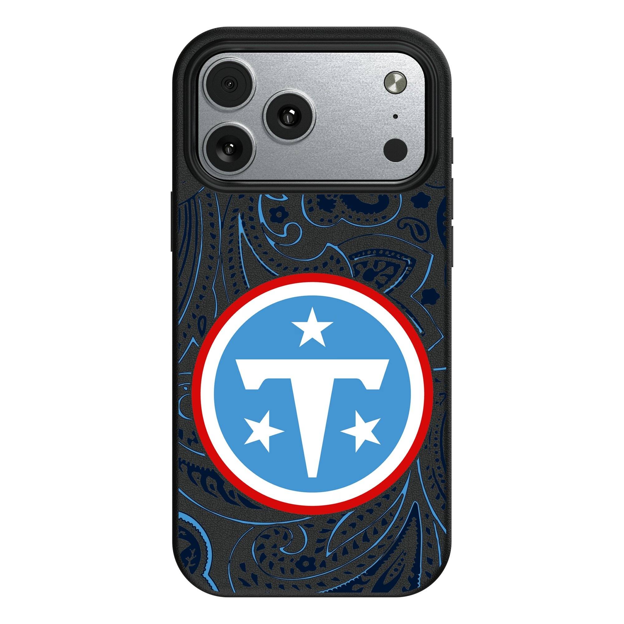 Front. Keyscaper - Tennessee Titans Paisley iPhone Magnetic Bump Case - 17 Air - Black.