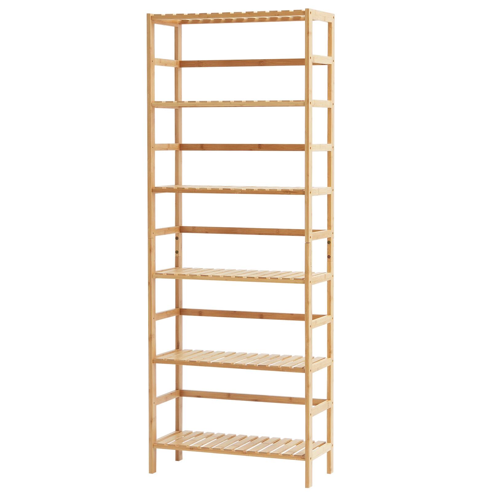 Alt View 5. VEVOR - 6-Tier Bamboo Shelf, Open Wood Bookshelf, Display Storage Rack Organizer, Freestanding Flower Plant Stand - Transparent.