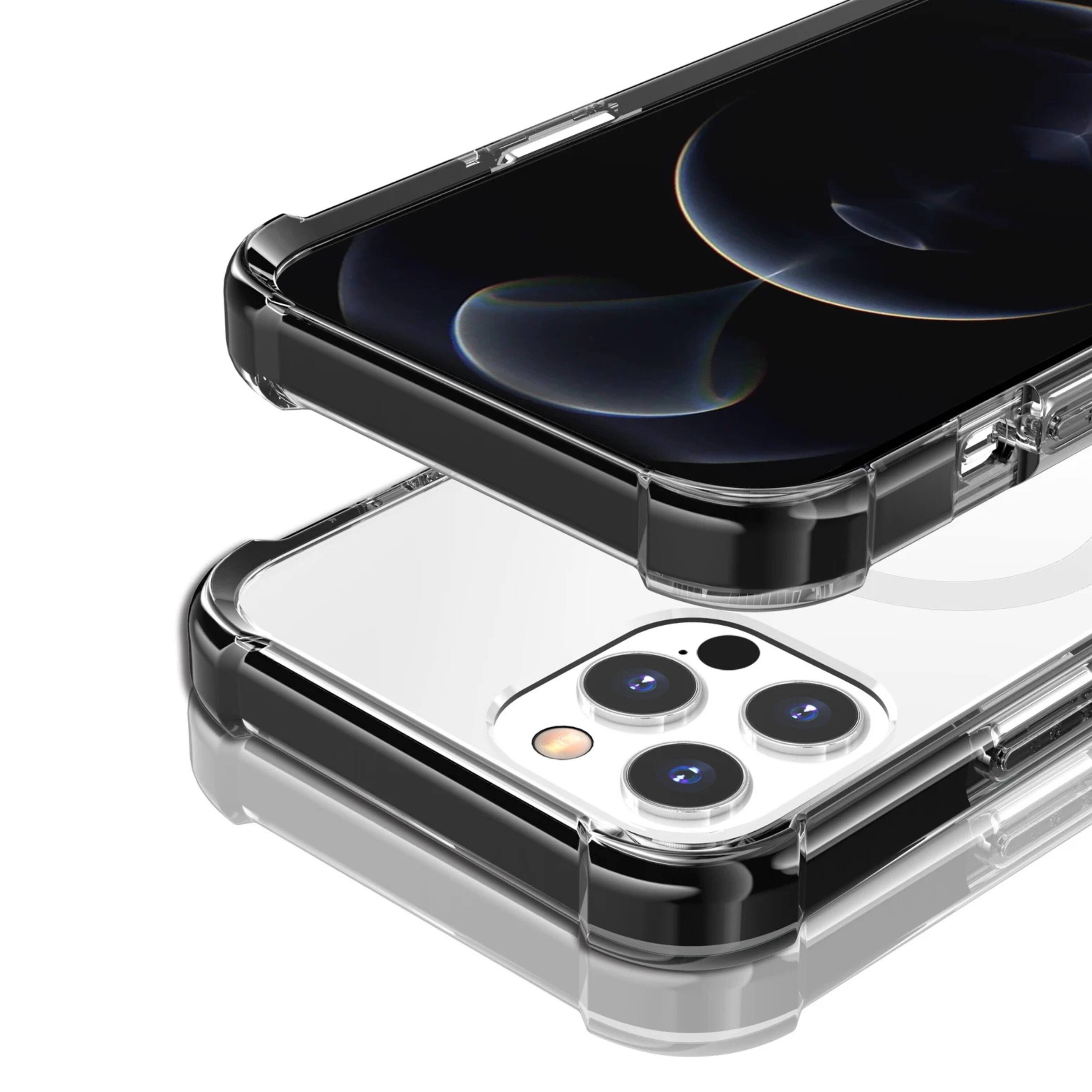 Left. Kitcheniva - Magnetic Circle Acrylic Tough Shockproof Case With 2 Tempered Glass For iPhone 15 Purple - Purple.