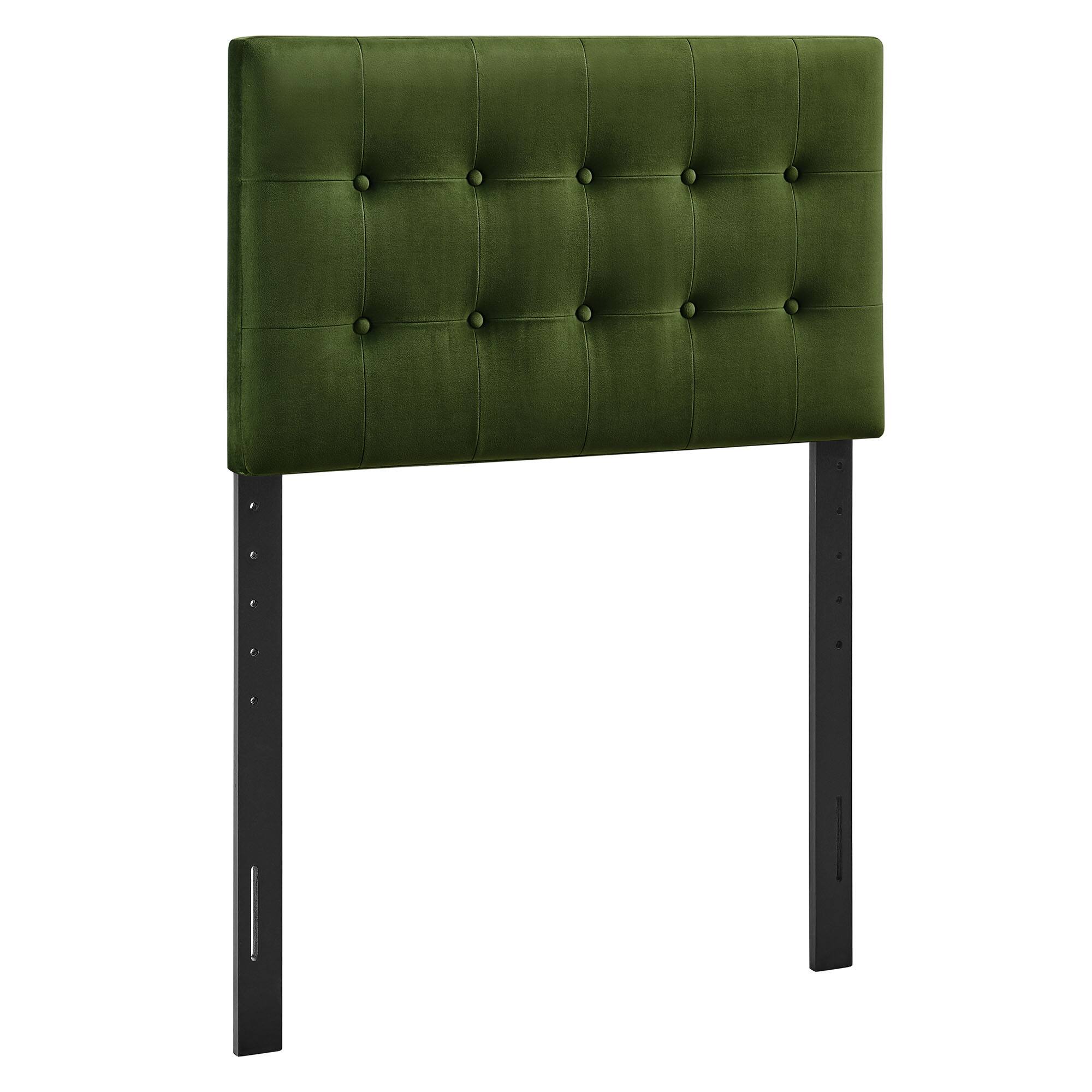 Angle. Modway - Emily Stain-Resistant Performance Velvet Twin Size Headboard - Moss Green.