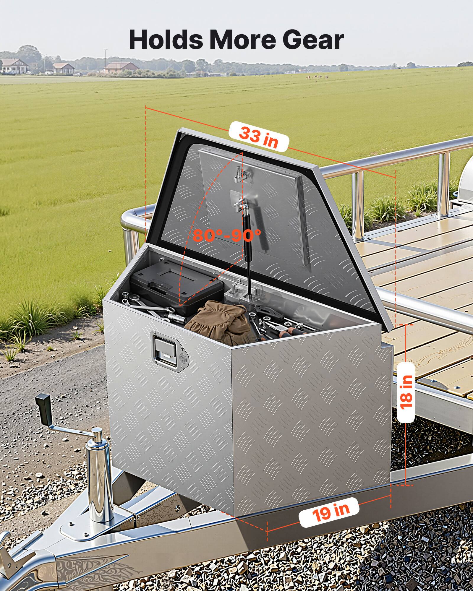 Holds More Gear  
33 in  
80°-90°  
18 in  
19 in