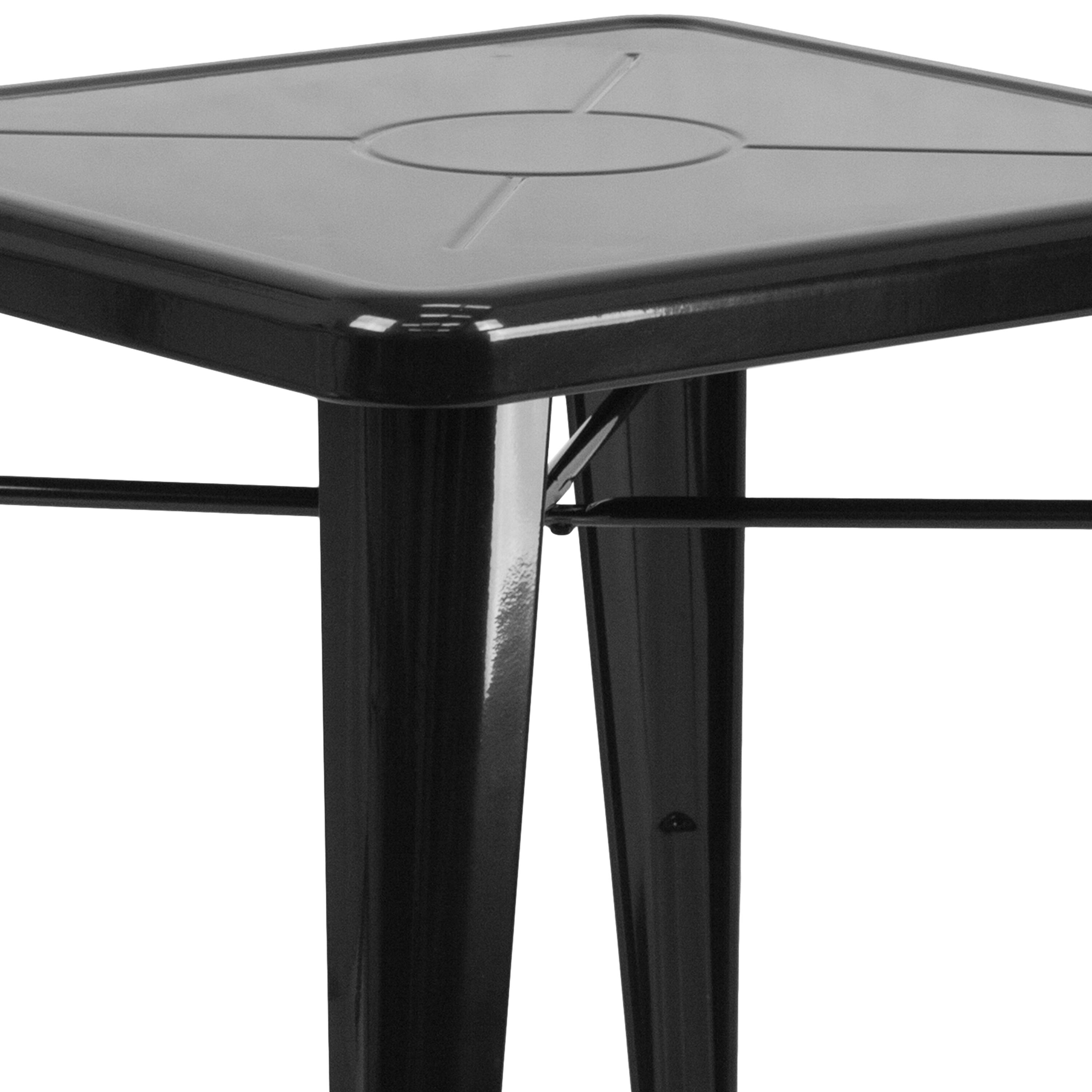 Alt View 4. Emma + Oliver - Commercial Grade 23.75" Square Metal Indoor-Outdoor Table Set w/ 2 Stack Chairs - Black.