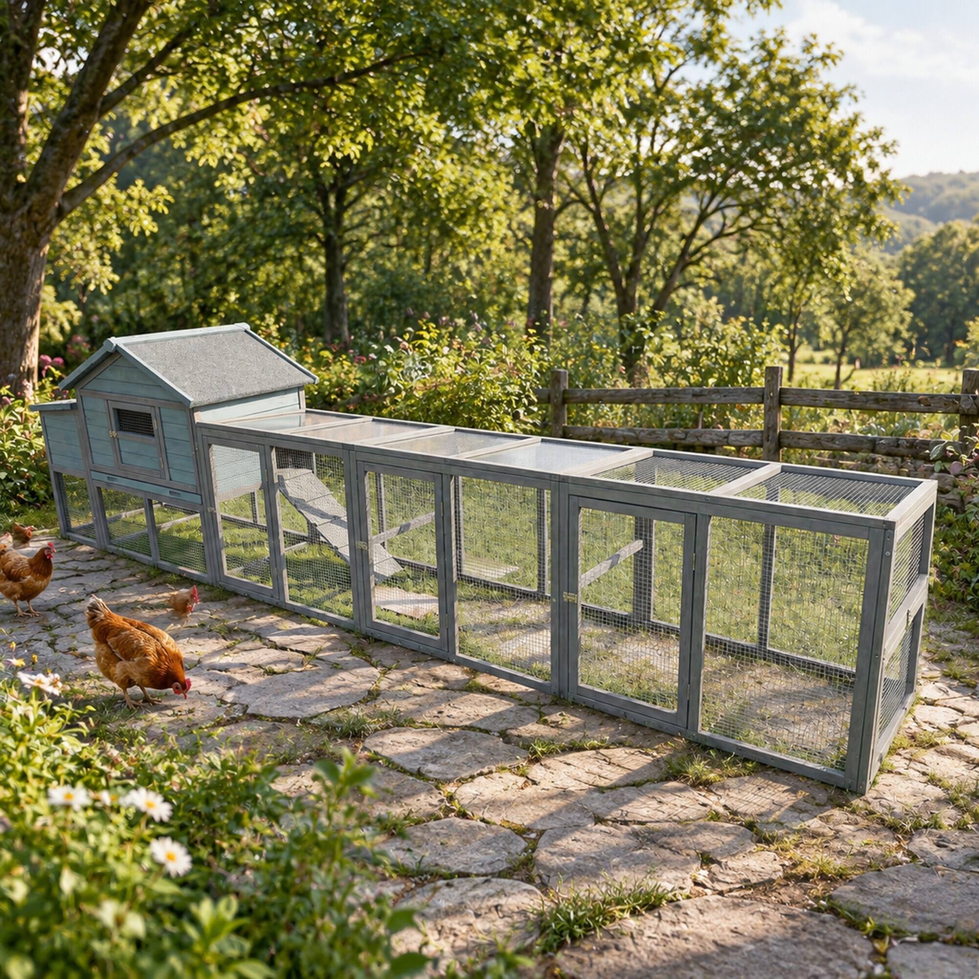RYHNUYNE 141 in Wooden Chicken Coop, 21.2 sq ft Outdoor Hen House ...