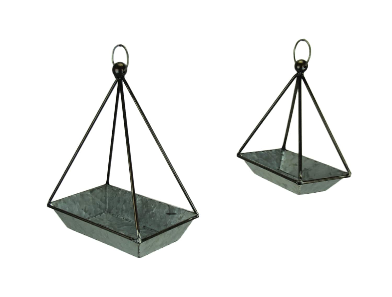 The Gerson Companies - Galvanized Metal Standing or Hanging Indoor Outdoor Planters Set of 2 - Gray price history on PriceWatchPro