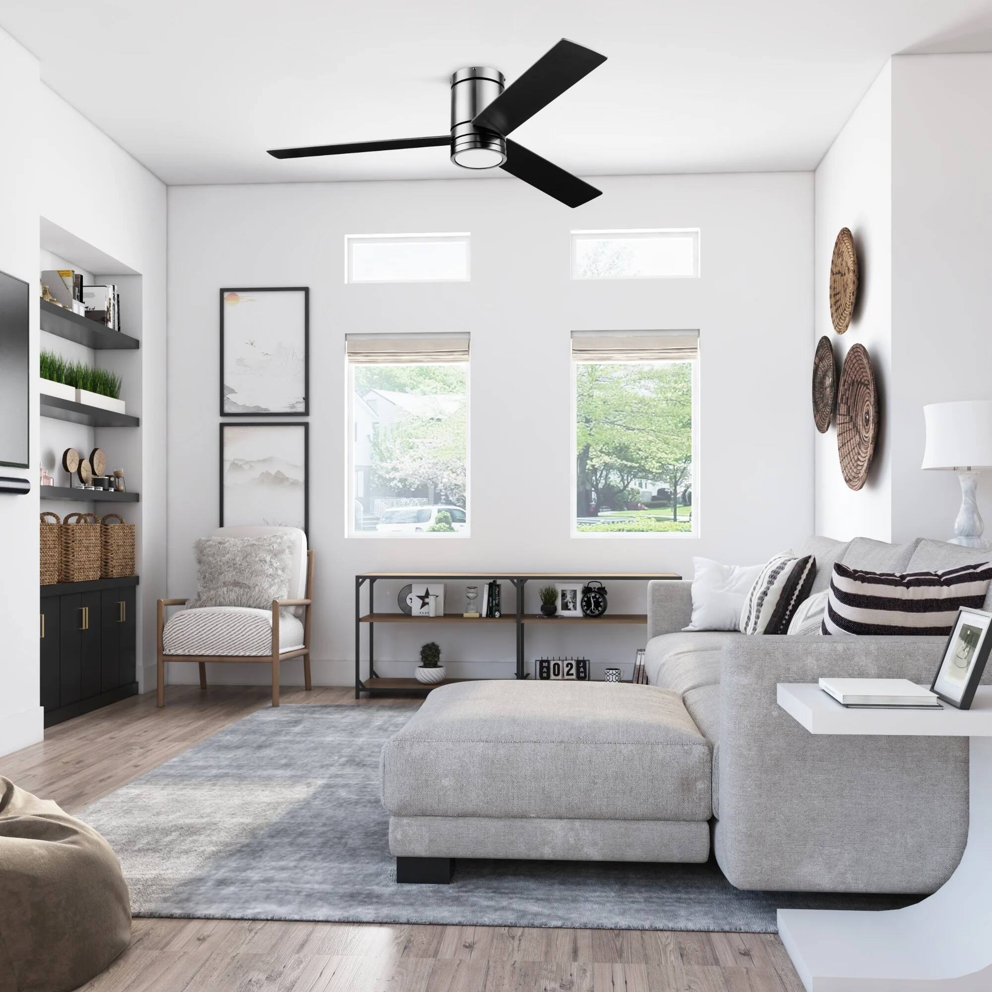 Alt View 8. Prominence Home - Prominence Home 52" Ceiling Fan, LED Light, Remote, Flush Mount, Espy, Gun Metal - Gun Metal.