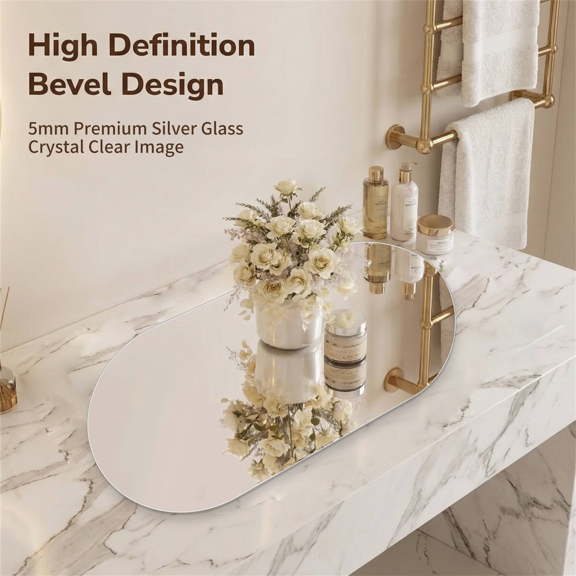 High Definition Bevel Design  
5mm Premium Silver Glass Crystal Clear Image