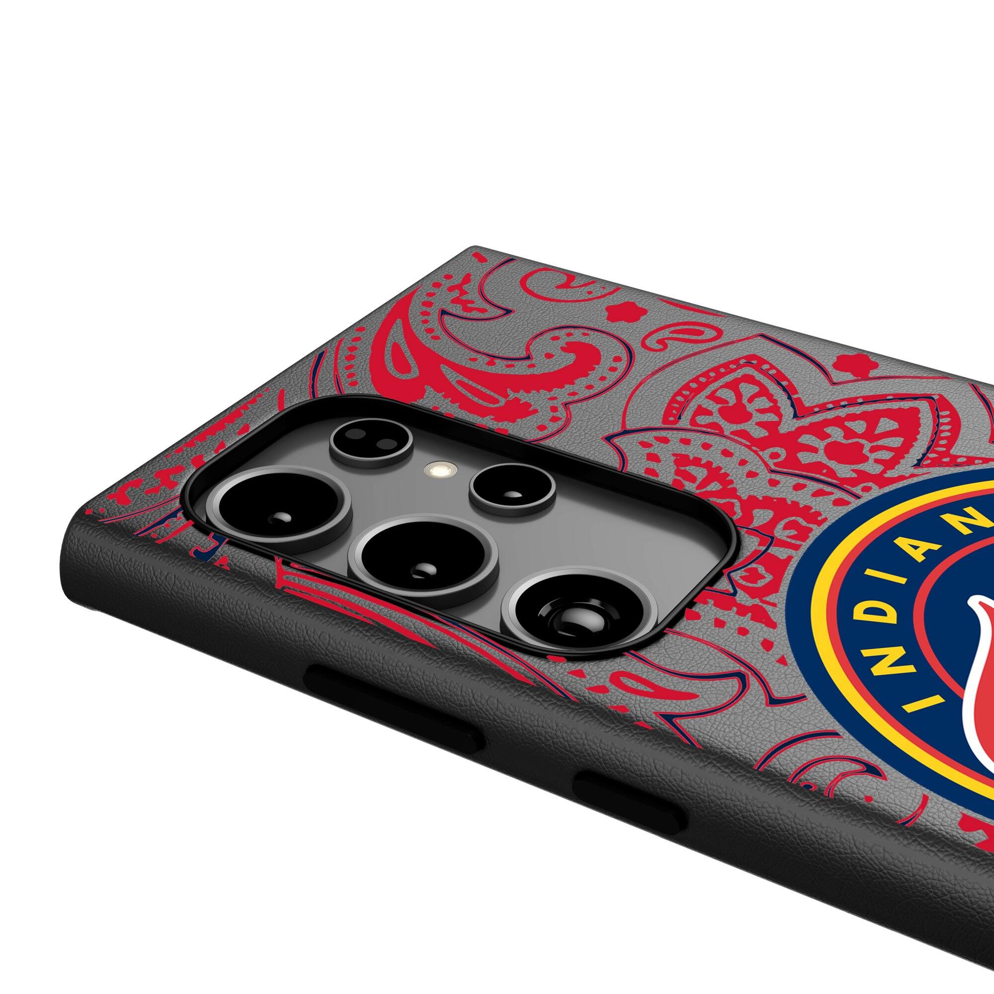 Alt View 3. Keyscaper - Indiana Fever Paisley Galaxy Magnetic Bump Case - S25 Ultra - Black.