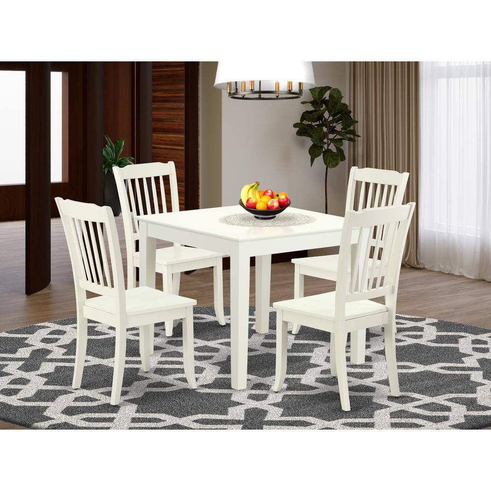 Left. East West Furniture - Dining Room Set Linen White - Brown.