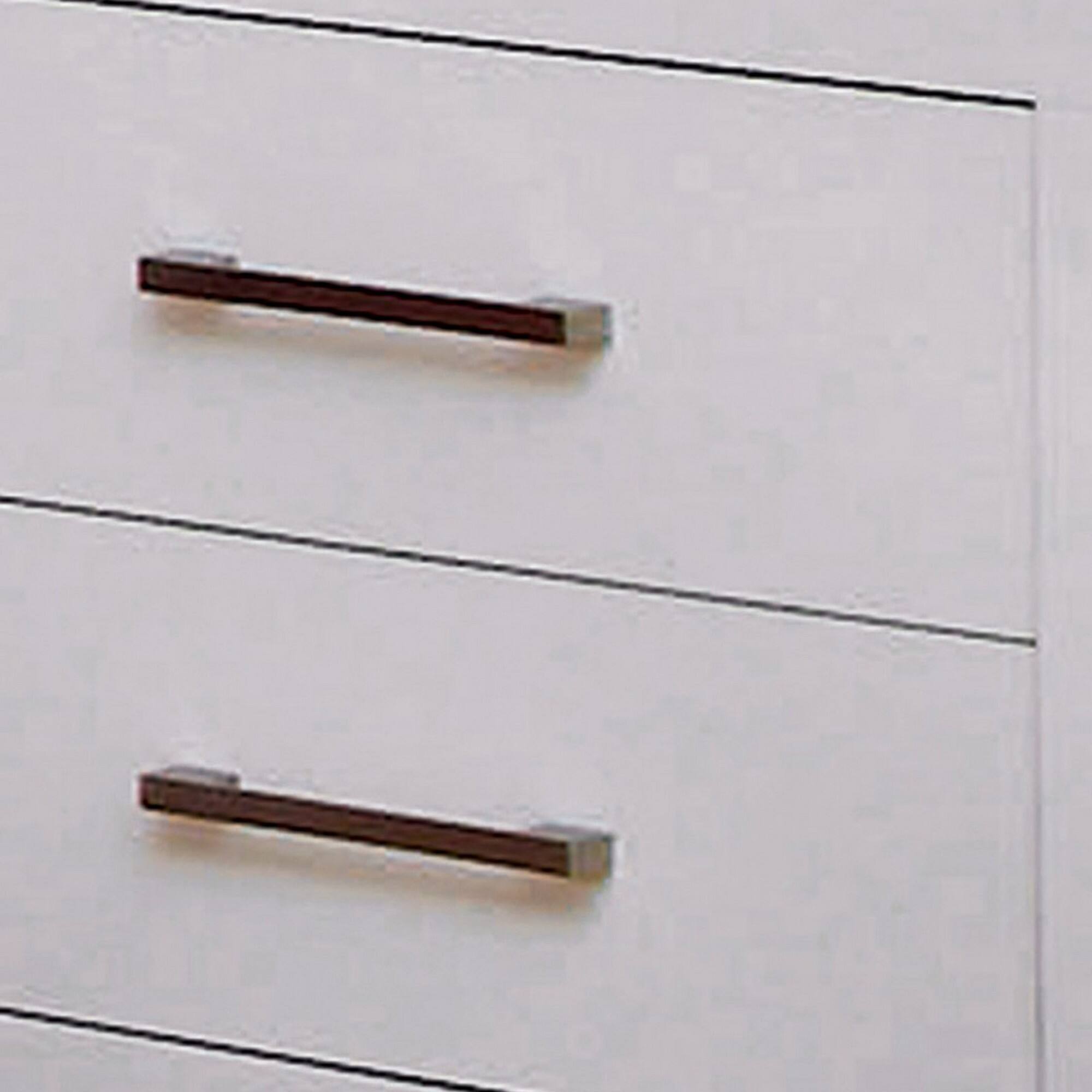 Angle. Manhattan Lane - Bela 26 Inch 2 Drawer Nightstand, Felt Lined,  Handles, Crisp - White, Nickel Silver.