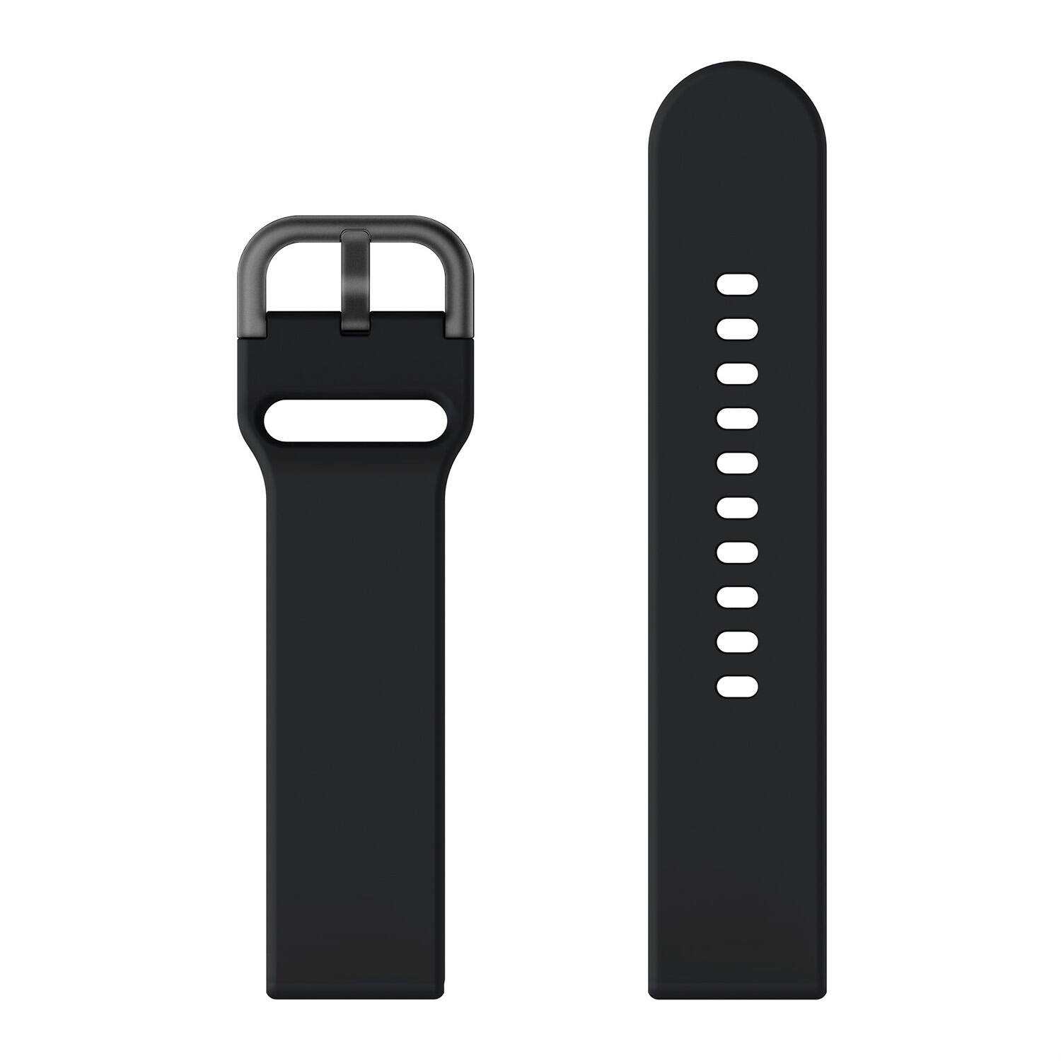 Left. StrapsCo - Sport Band Silicone Rubber Watch Strap For Fitbit Versa & Versa 2 - Black.