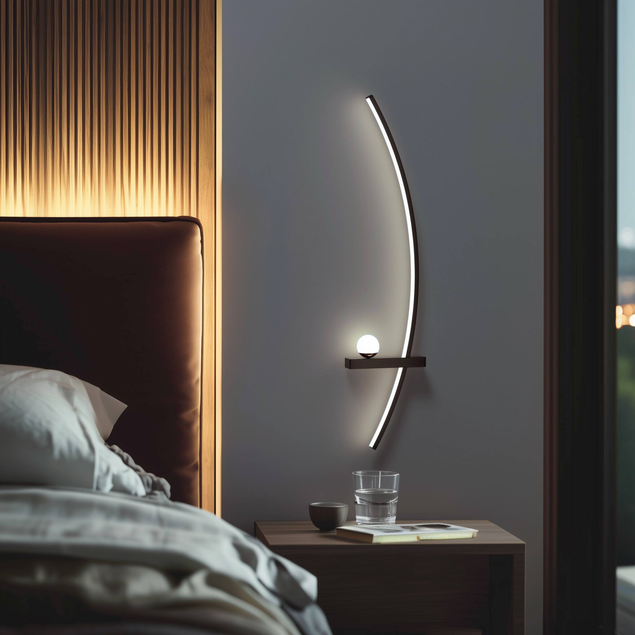 Left. Lamp Depot - Set of 2 Arc Wall Lamps - Black.