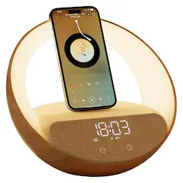 Dazzed Corner - Wireless Charging Station,Bluetooth Speaker,Table Clock - Wood