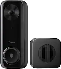 Front. Aqara - G400 Select 24V Hardwired 2K 1536 x 1536 Res Wi-Fi Video Doorbell, Head-to-Toe View, Surface Install - No Subscription - Black.