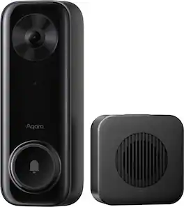 Aqara - G400 Select 24V Hardwired 2K 1536 x 1536 Res Wi-Fi Video Doorbell, Head-to-Toe View, Surface Install - No Subscription - Black