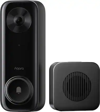 Front. Aqara - G400 Select 24V Hardwired 2K 1536 x 1536 Res Wi-Fi Video Doorbell, Head-to-Toe View, Surface Install - No Subscription - Black.