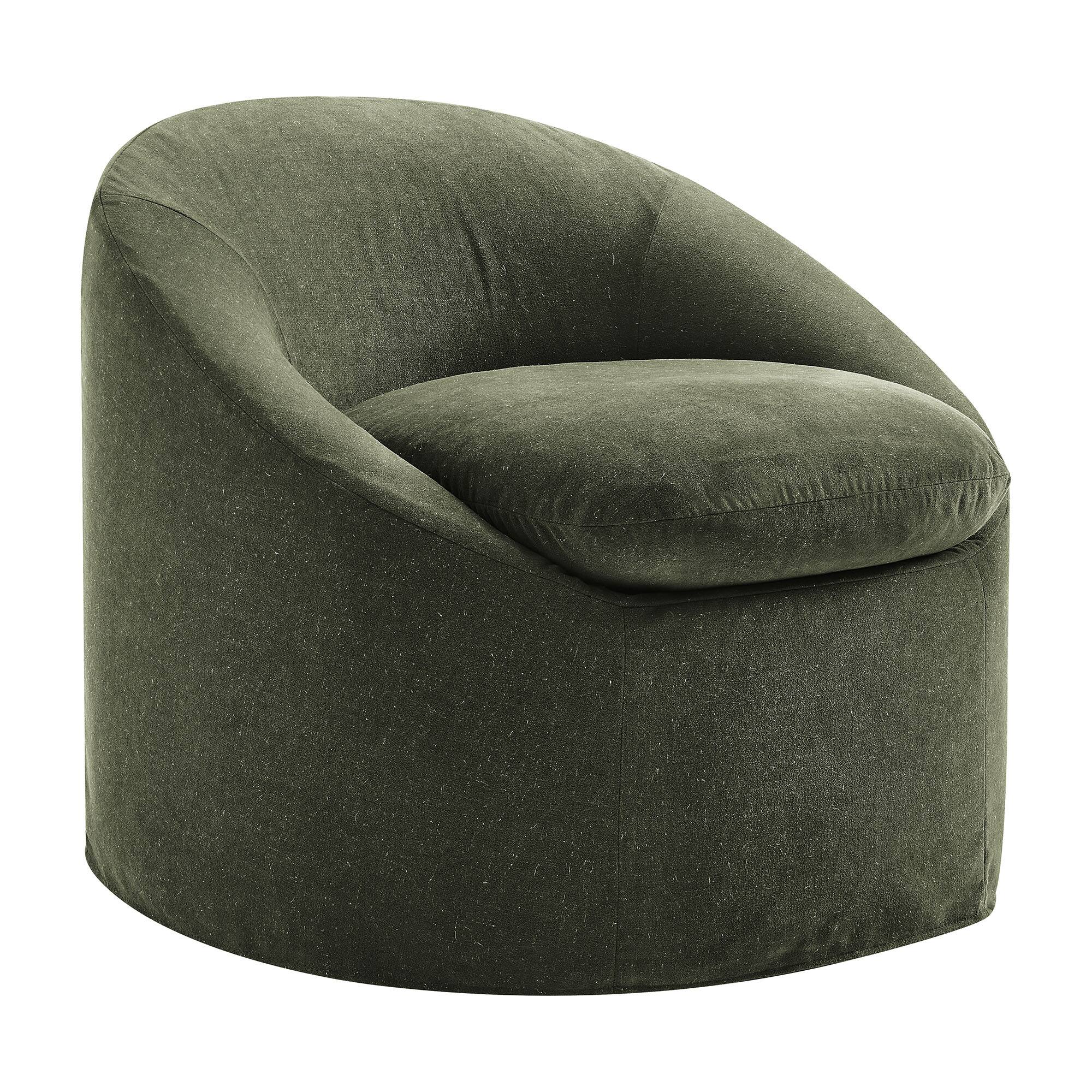 Angle. Modway - Sadie Slipcovered Linen-Blend Round Accent Chair by Modway - Sage.