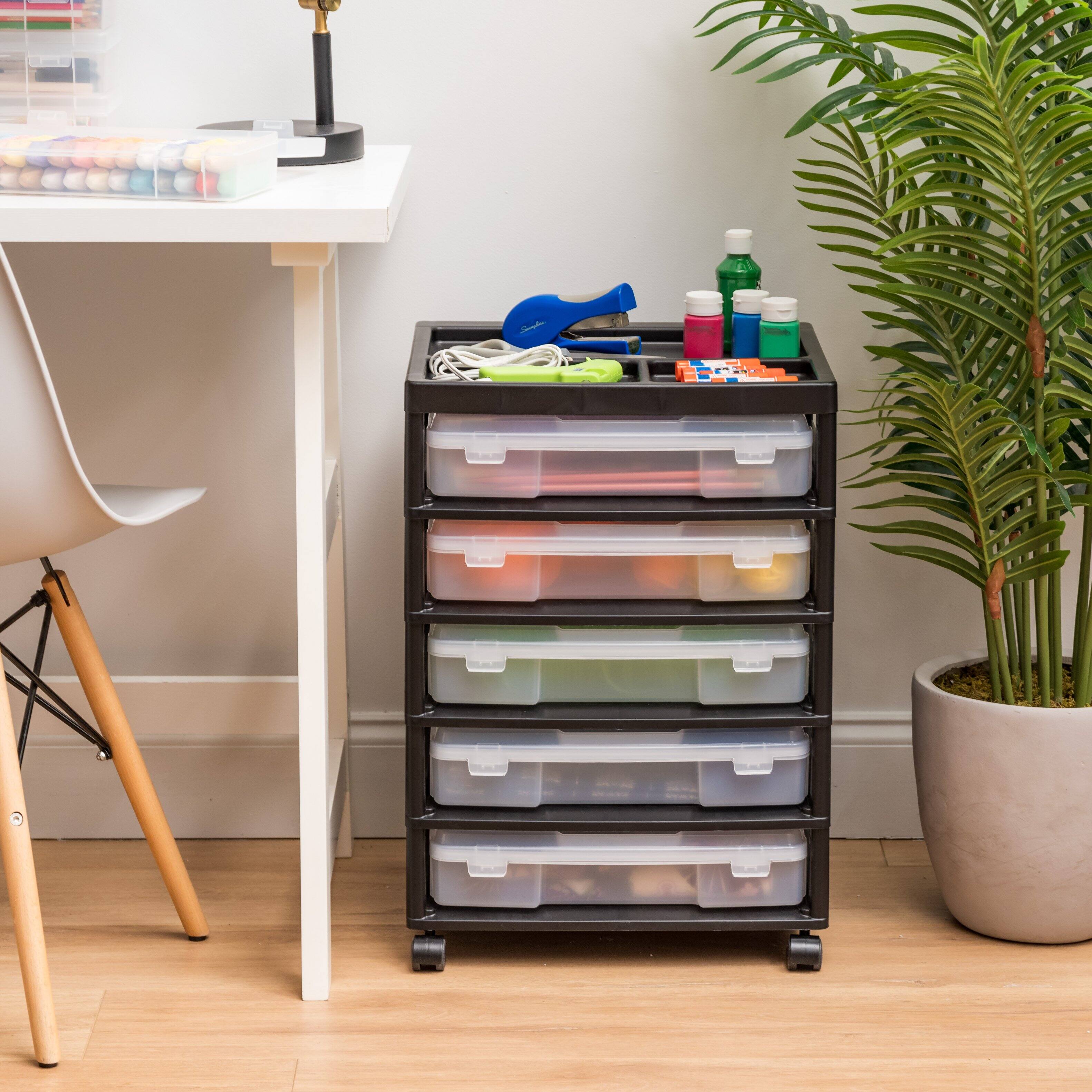 Alt View 3. IRIS USA - IRIS USA Plastic Scrapbook Storage Cart - Black.