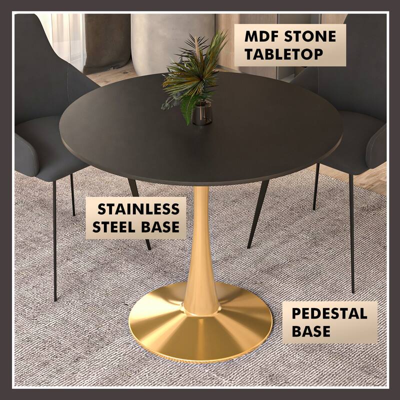 MDF Stone Tabletop  
Stainless Steel Base  
Pedestal Base