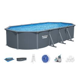 Bestway - Hydrium 24' x 12' x 52" Oval Steel Wall Above Ground Pool Set - Dark Gray