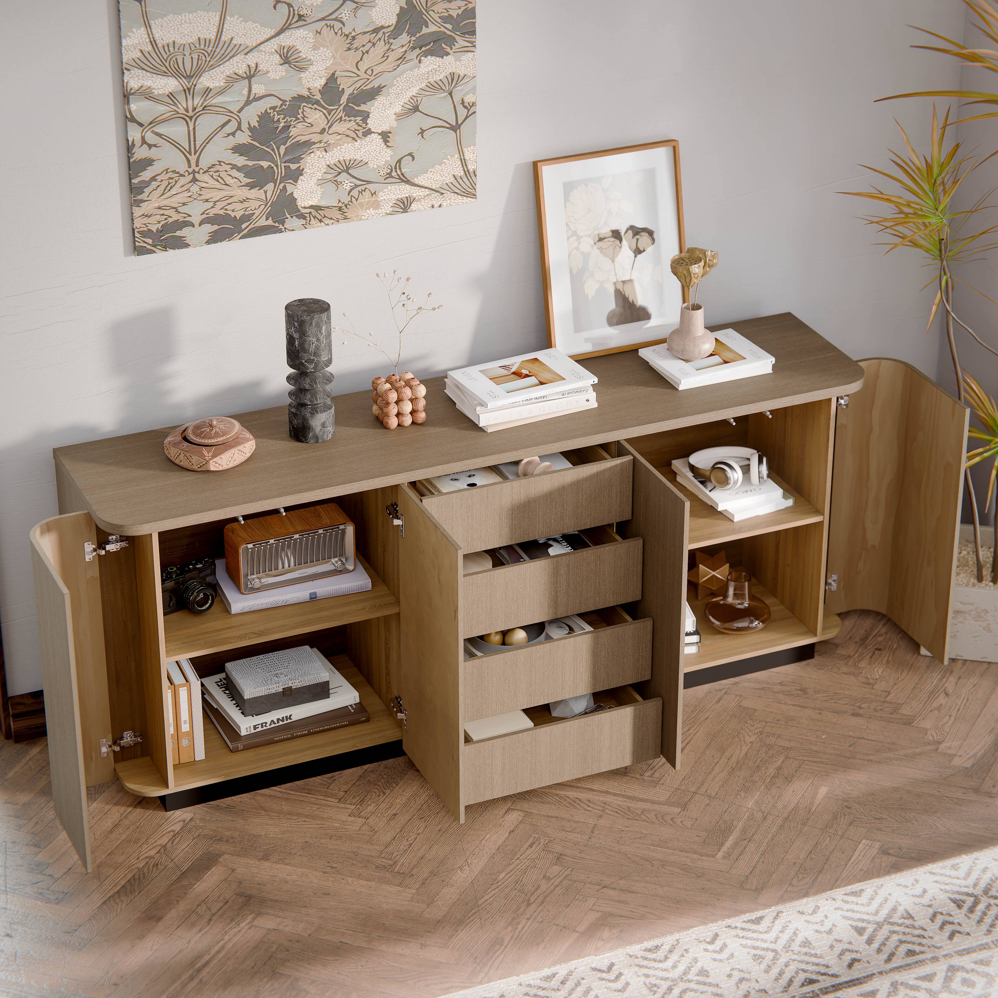 Angle. Homsee - Homsee Modern Storage Cabinet with Drawers and Shelves, Waterproof Top, Smooth Slides & Rounded Corners for Living Room - Wooden.