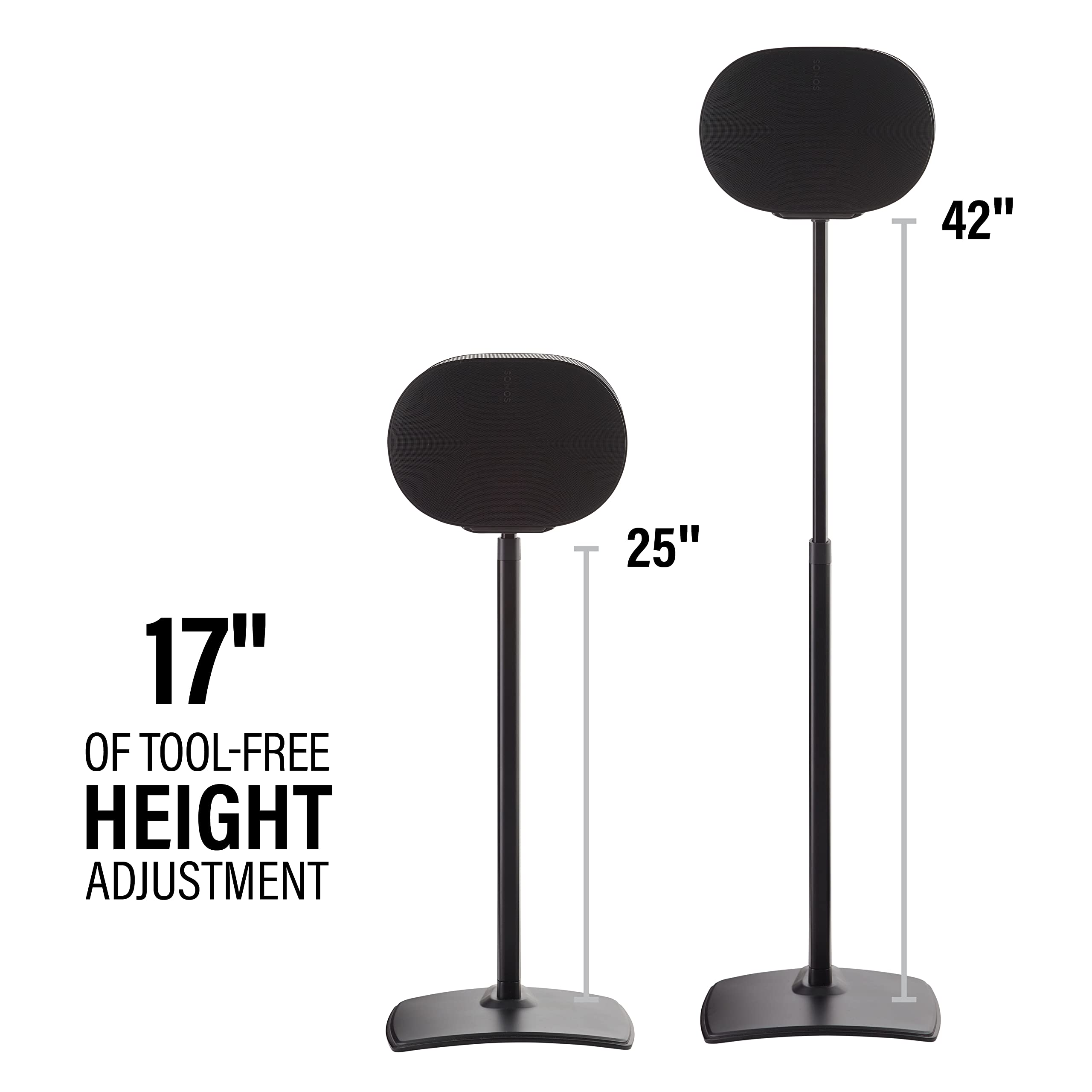 42"  
25"  
17" OF TOOL-FREE HEIGHT ADJUSTMENT