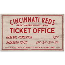 Open Road Brands - Cincinnati Reds 10" x 17" Ticket Office Wood Sign - Multicolor