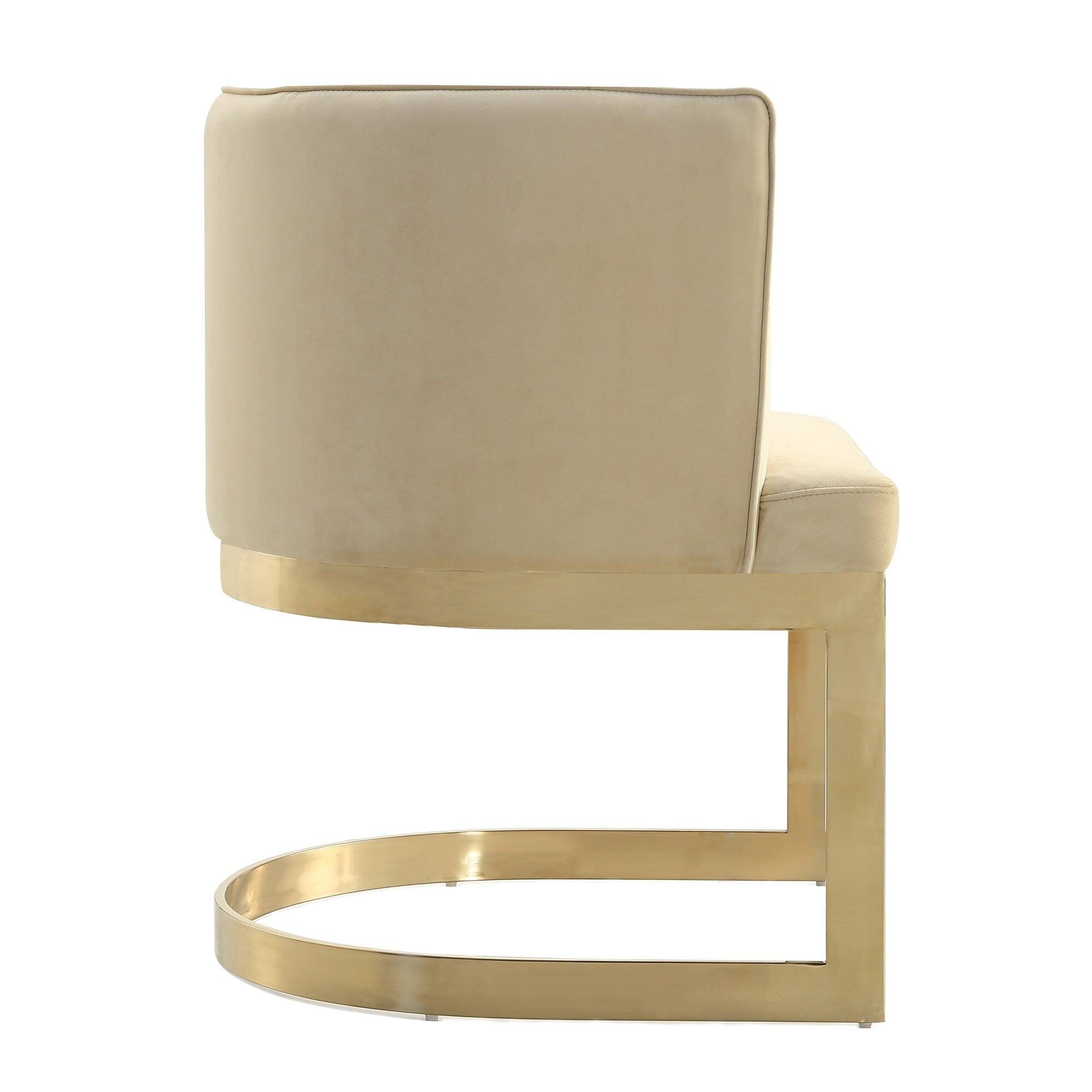 Alt View 2. Manhattan Comfort - Aura Modern Metal Velvet Dining Chair - Set of 2 - Sand.