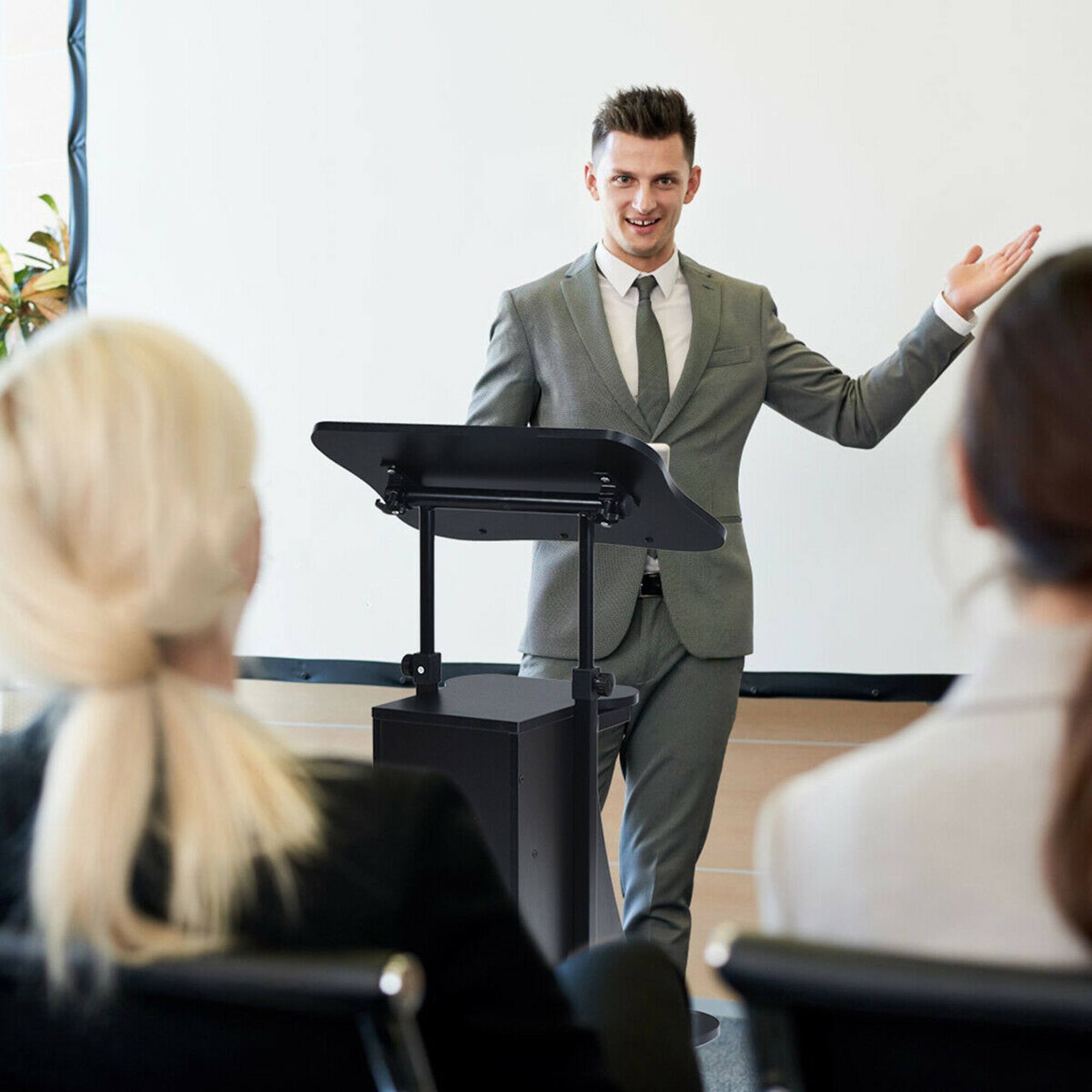 Alt View 4. Gymax - Gymax Set of 2 Sit-to-Stand Laptop Desk Cart Rolling Mobile Height Adjustable - Black.