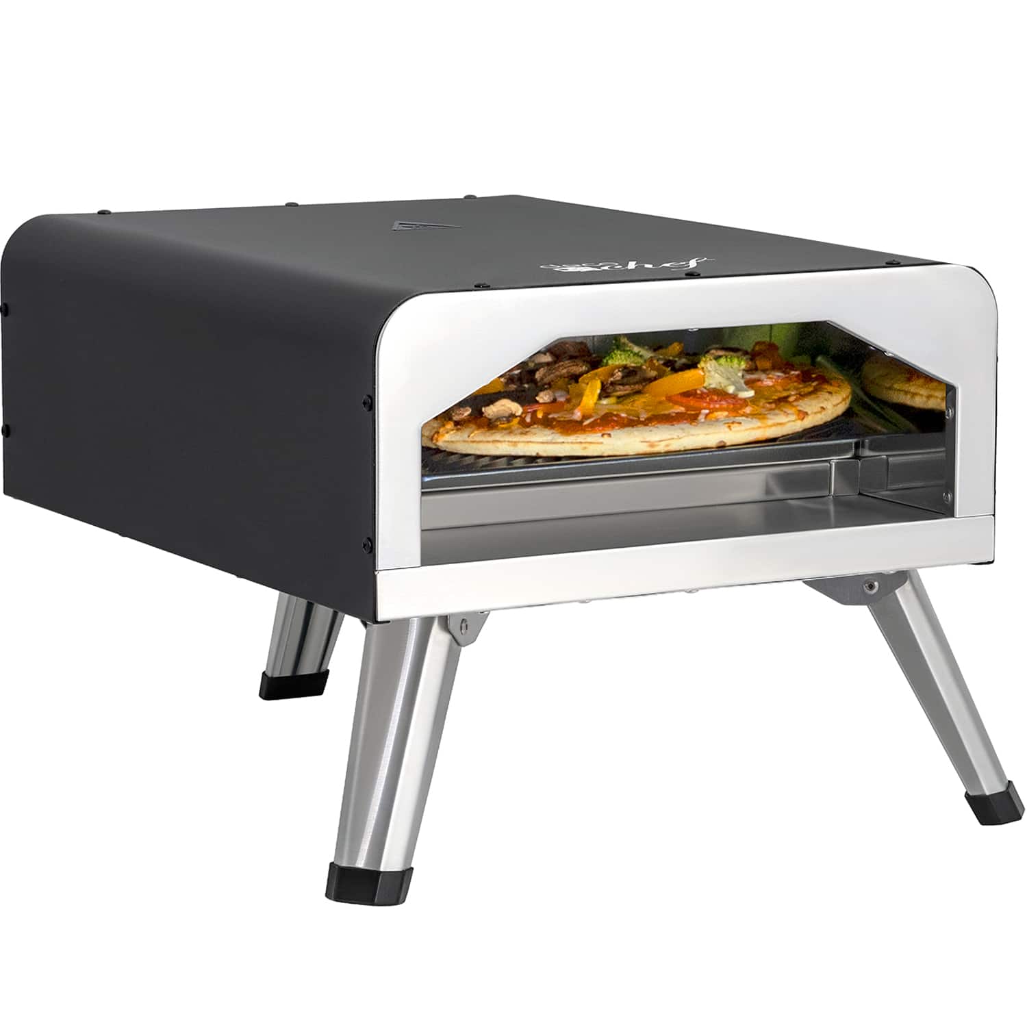 Deco Chef - Electric Pizza Oven 2-in-1 Pizza Stone and Grill EPZ03BLK - Black