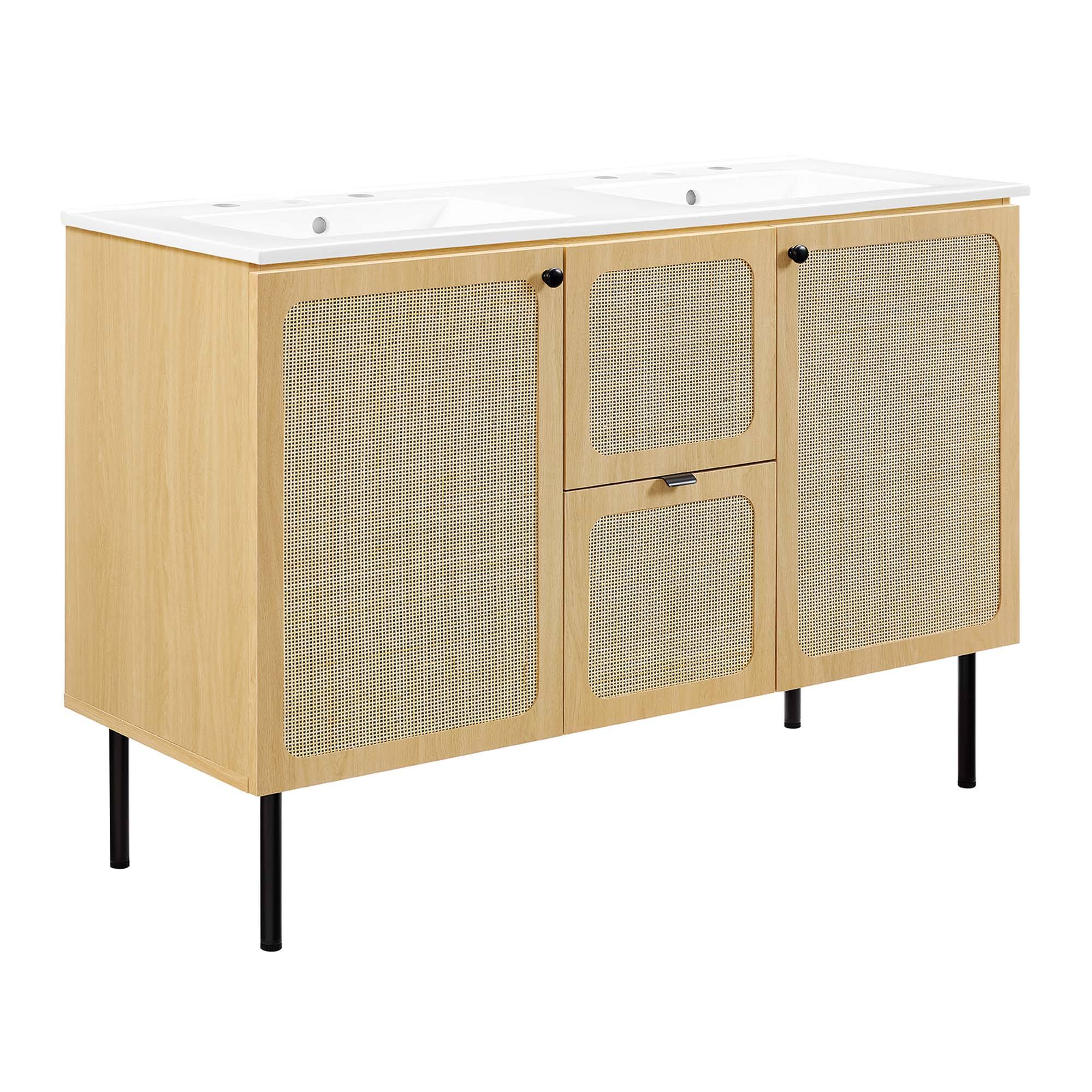 Angle. Modway - Chaucer 48" Bathroom Vanity with White Basin Included by Modway - Oak White.