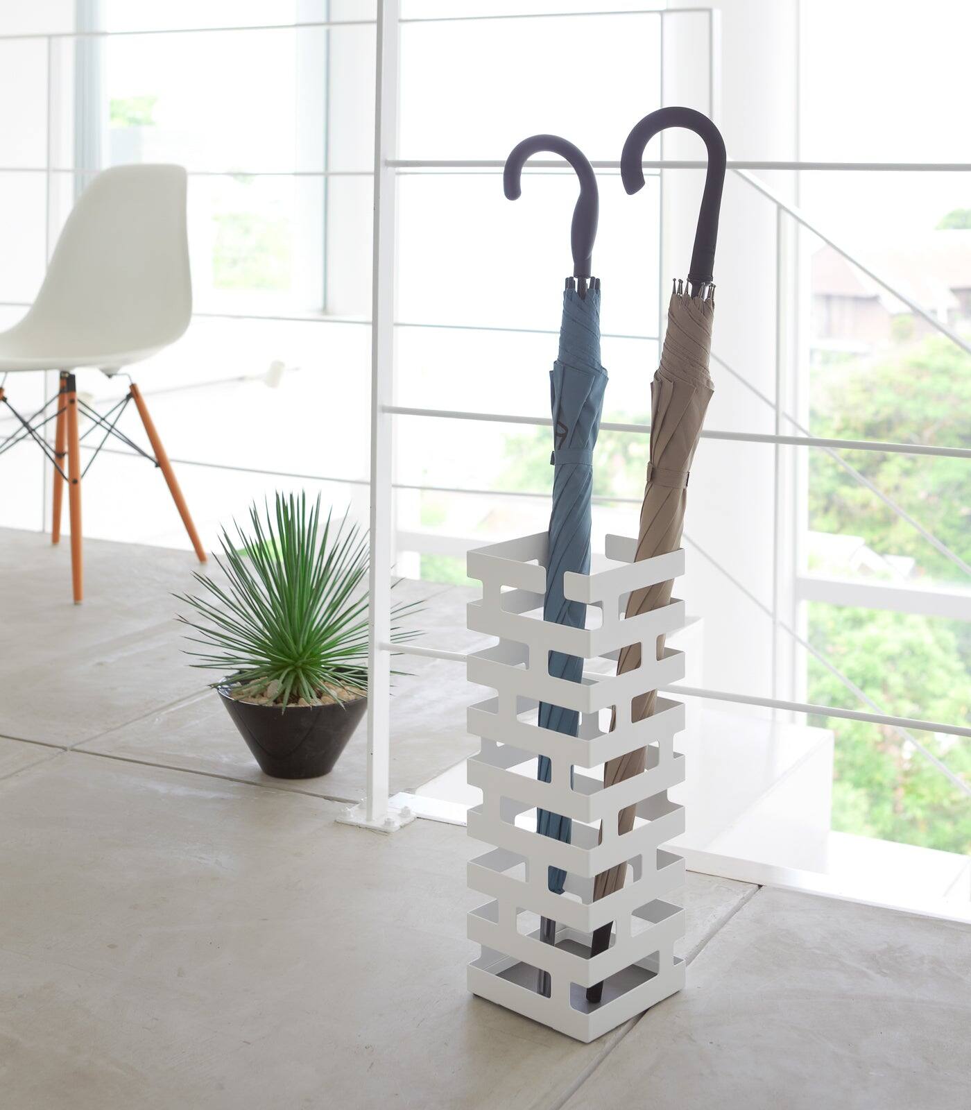 Left. Yamazaki Home - Umbrella Stand - Square - Steel - White.