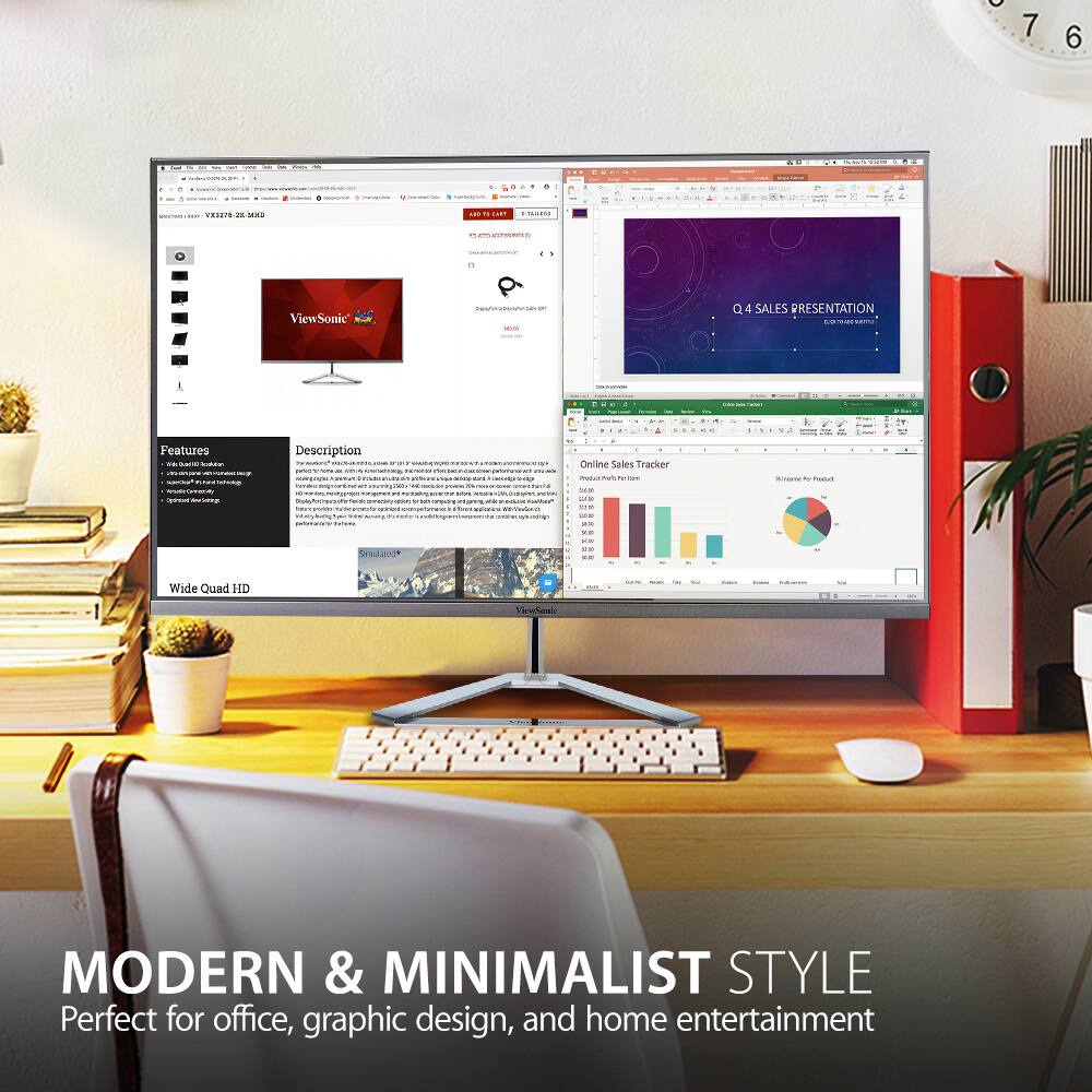 Sure, here is the corrected and grouped text:

---

**Q4 SALES PRESENTATION**

**Features:**
- Wide Quad HD
- Online Sales Tracker
- Modern & Minimalist Style
- Perfect for office, graphic design, and home entertainment

**Description:**
- Online Sales Tracker
- Wide Quad HD
- Modern & Minimalist Style
- Perfect for office, graphic design, and home entertainment

**MODERN & MINIMALIST STYLE**
Perfect for office, graphic design, and home entertainment

---