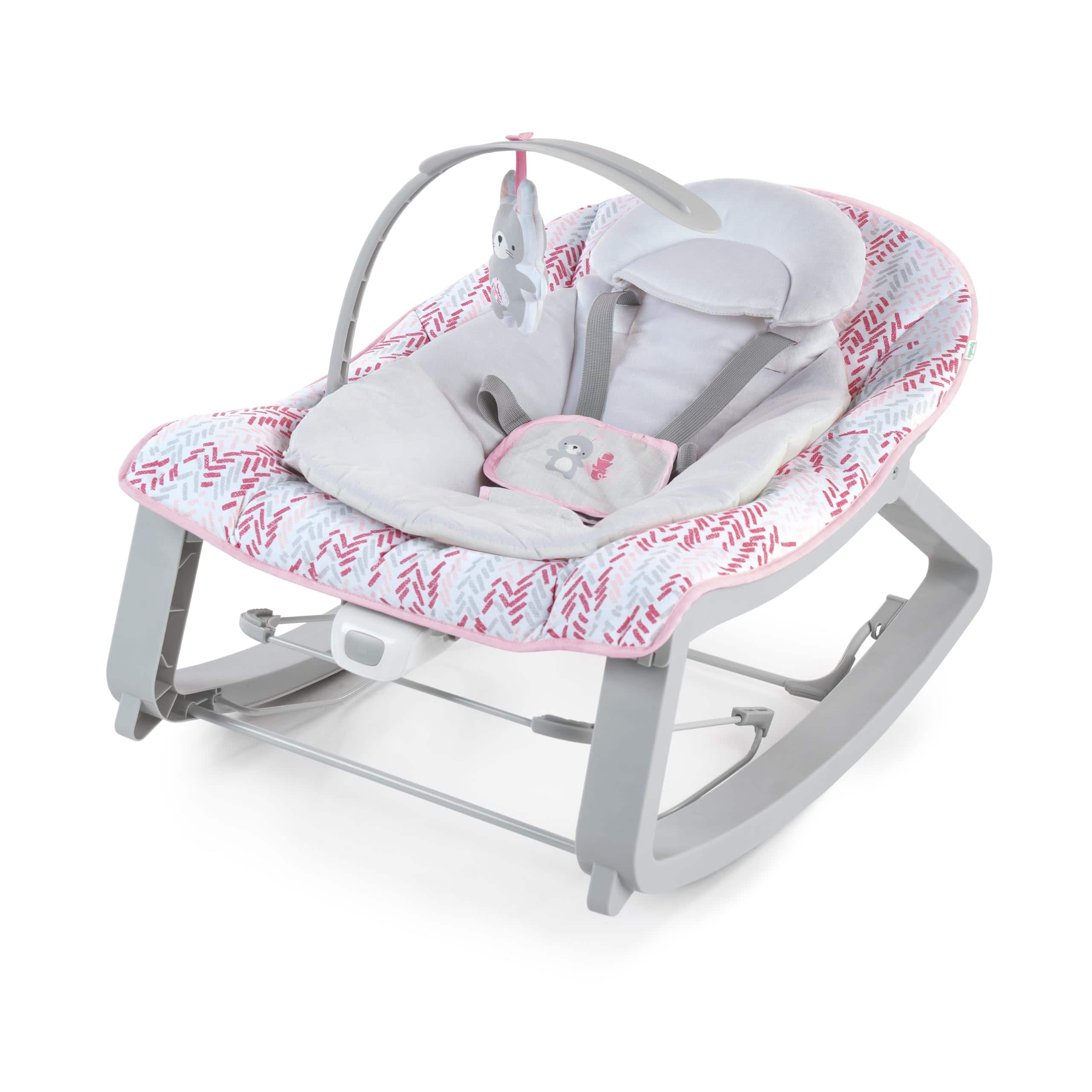 JETRANSPORT - Keep Cozy 3-in-1 Grow With Me Vibrating Bouncer Seat & To Rocker Vibrations -toy Bar 0-30 Months Up 40 Lbs - Pink Lily
